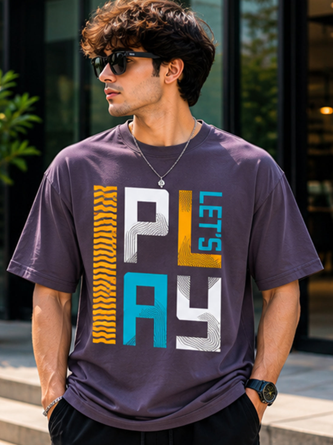 Men's Oversized Drop Shoulder T-Shirt | 100% Cotton Relaxed Fit Round Neck Streetwear Tee