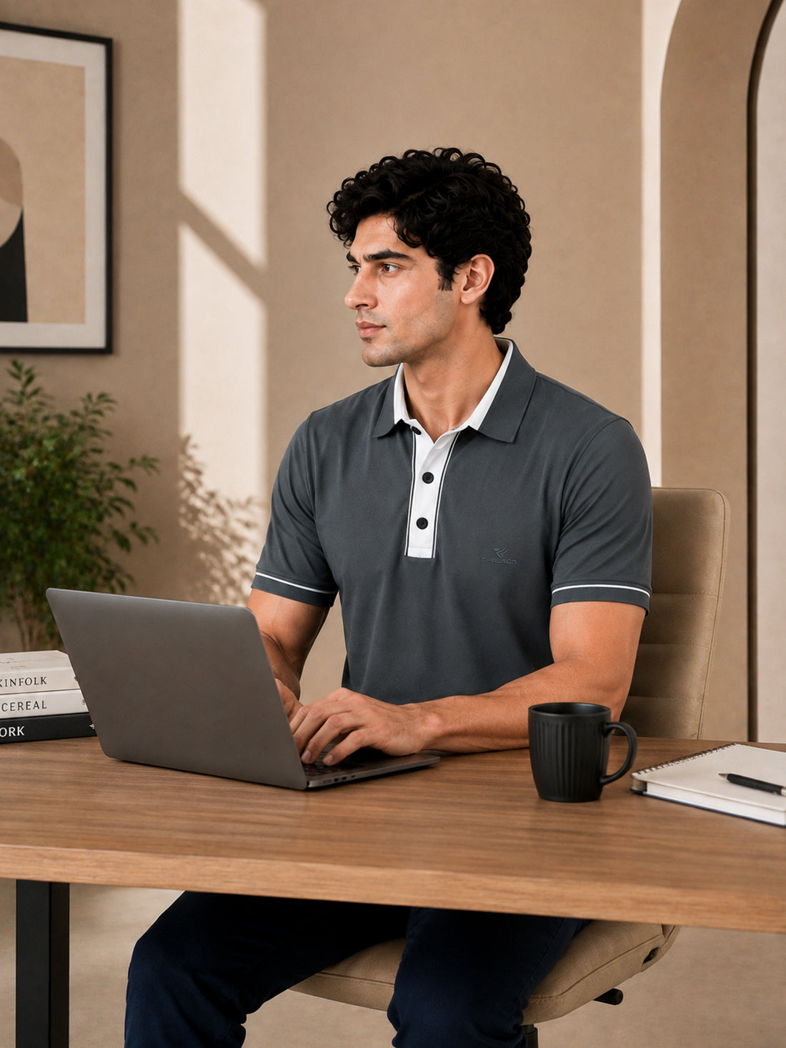 Men’s Premium Half-Zip Polo T-Shirt | Contrast Tape & Rib Collar | Wholesale Manufacturer & Supplier