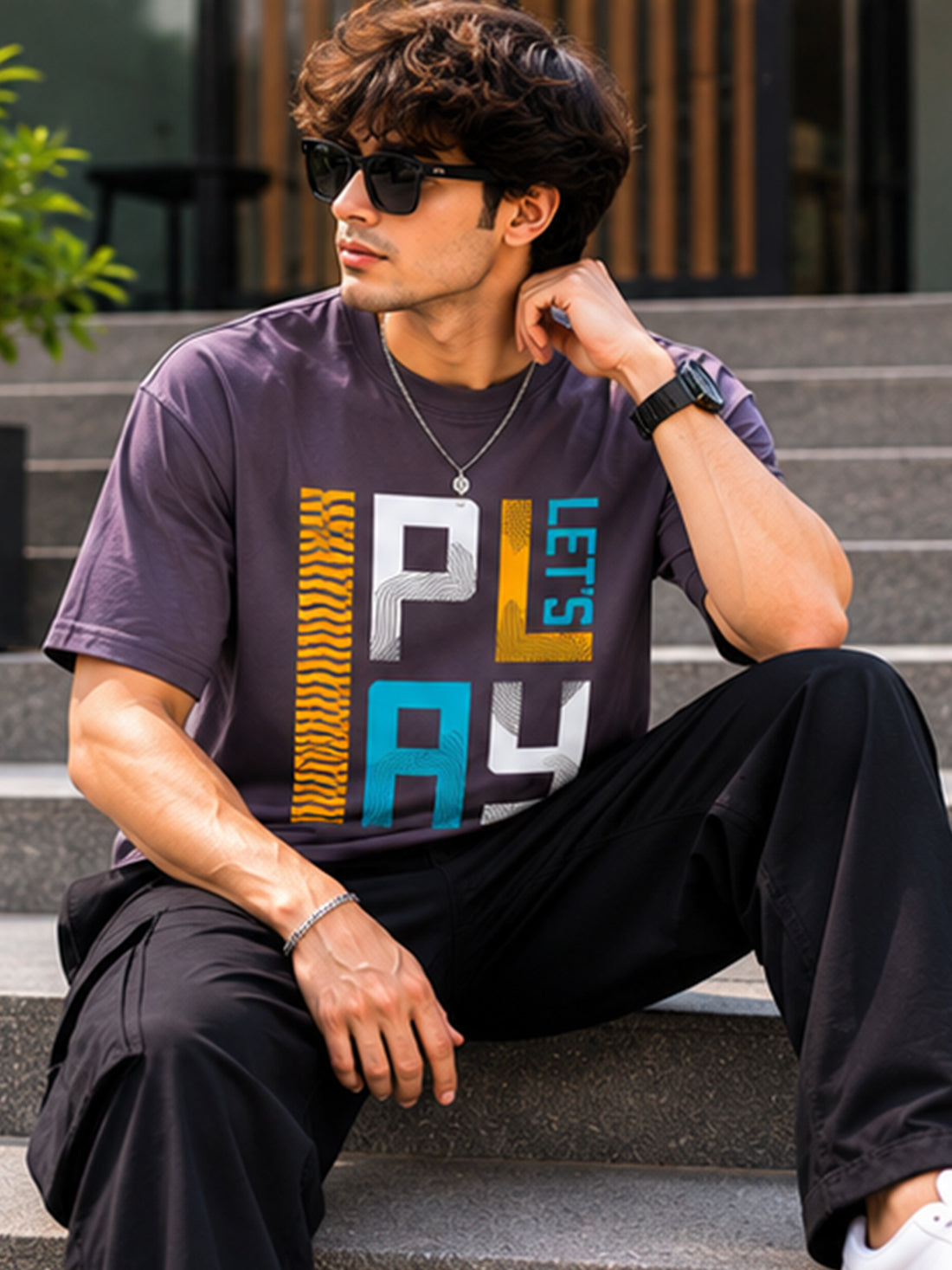 Men's Oversized Drop Shoulder T-Shirt | 100% Cotton Relaxed Fit Round Neck Streetwear Tee