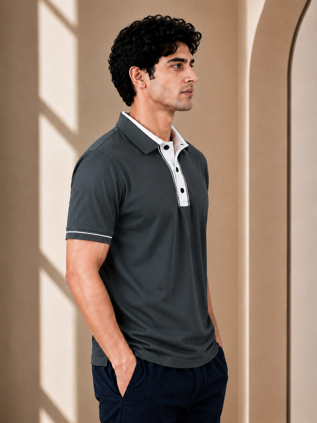 Men’s Premium Half-Zip Polo T-Shirt | Contrast Tape & Rib Collar | Wholesale Manufacturer & Supplier