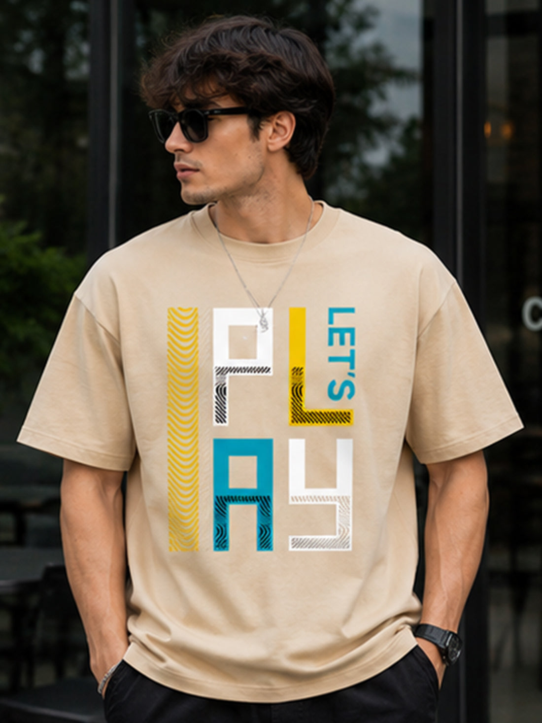 Men's Oversized Drop Shoulder T-Shirt | 100% Cotton Relaxed Fit Round Neck Streetwear Tee