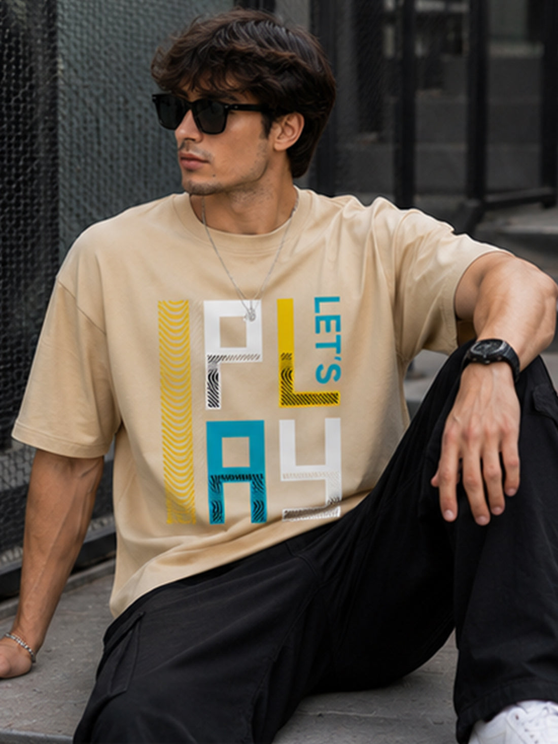 Men's Oversized Drop Shoulder T-Shirt | 100% Cotton Relaxed Fit Round Neck Streetwear Tee