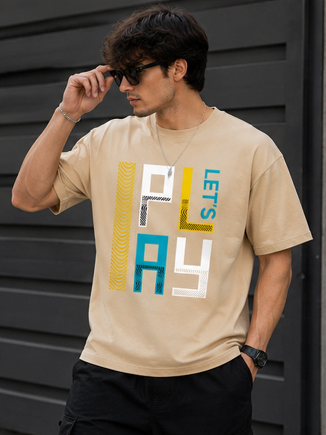 Men's Oversized Drop Shoulder T-Shirt | 100% Cotton Relaxed Fit Round Neck Streetwear Tee