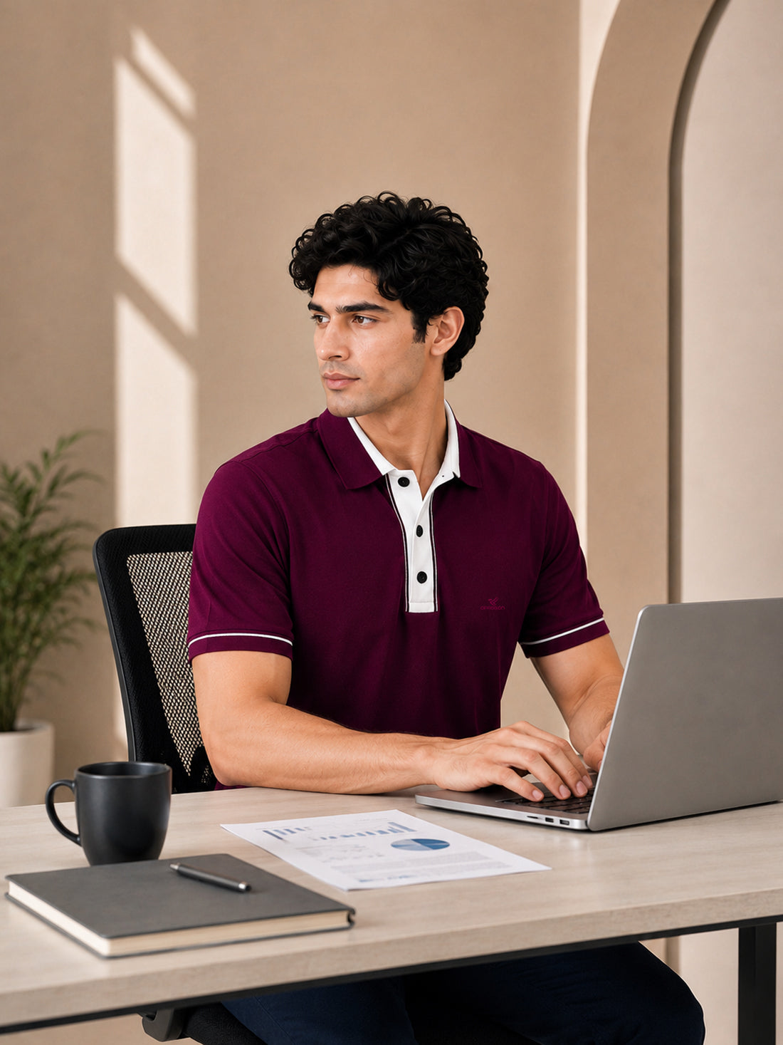 Men’s Premium Half-Zip Polo T-Shirt | Contrast Tape & Rib Collar | Wholesale Manufacturer & Supplier