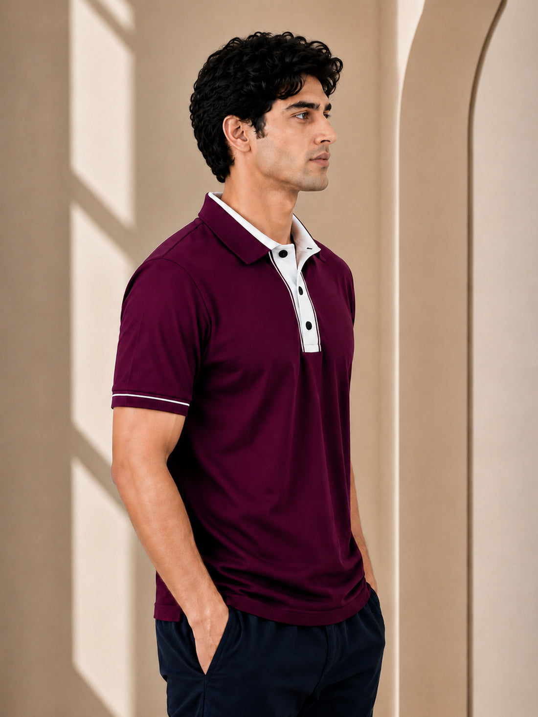Men’s Premium Half-Zip Polo T-Shirt | Contrast Tape & Rib Collar | Wholesale Manufacturer & Supplier