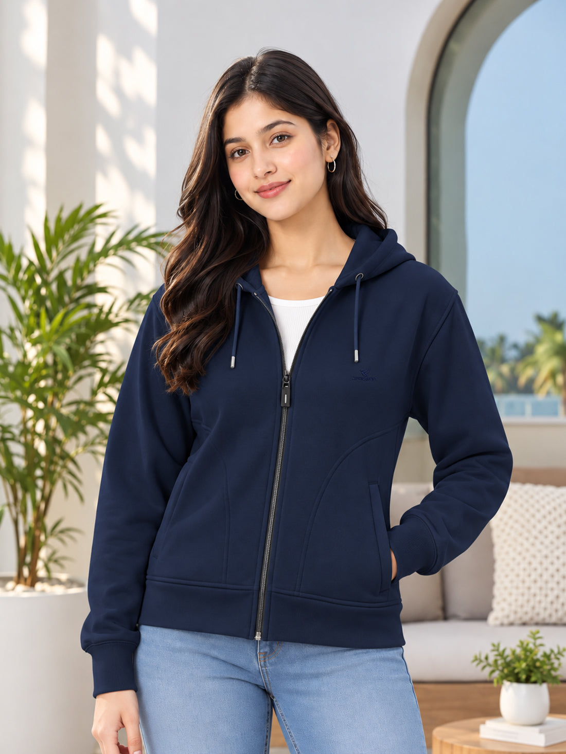 Dpassion Women’s Premium 320 GSM Cotton Fleece Full-Zip Hooded Sweatshirt – Manufacturer, Wholesaler & Exporter