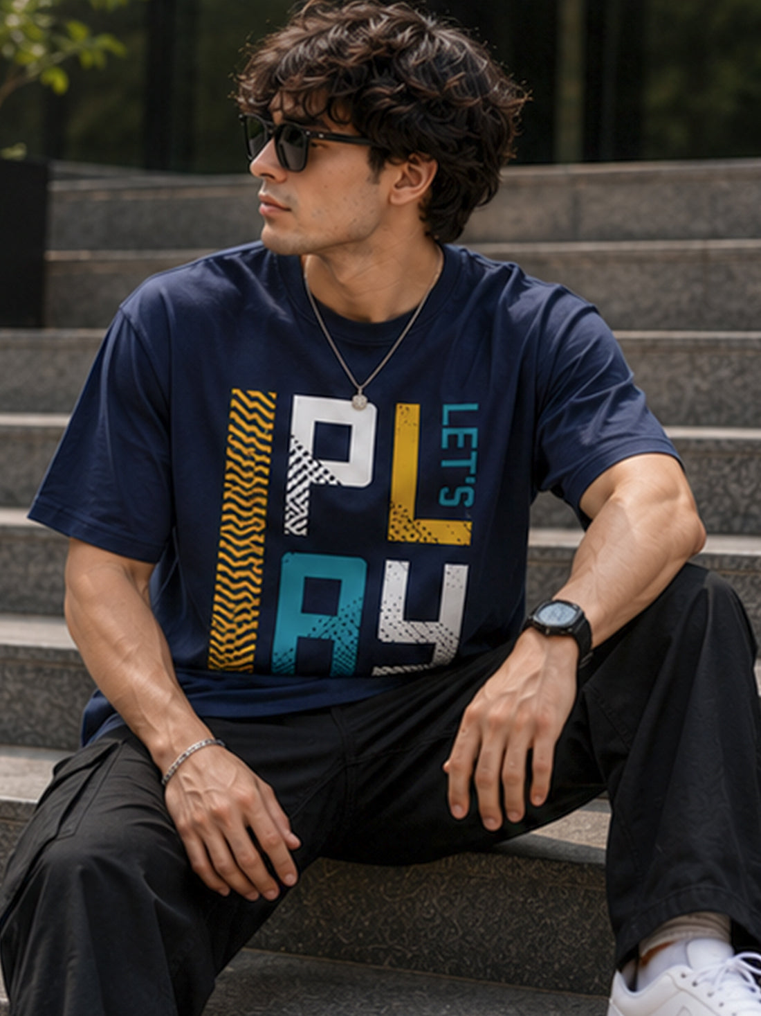 Men's Oversized Drop Shoulder T-Shirt | 100% Cotton Relaxed Fit Round Neck Streetwear Tee