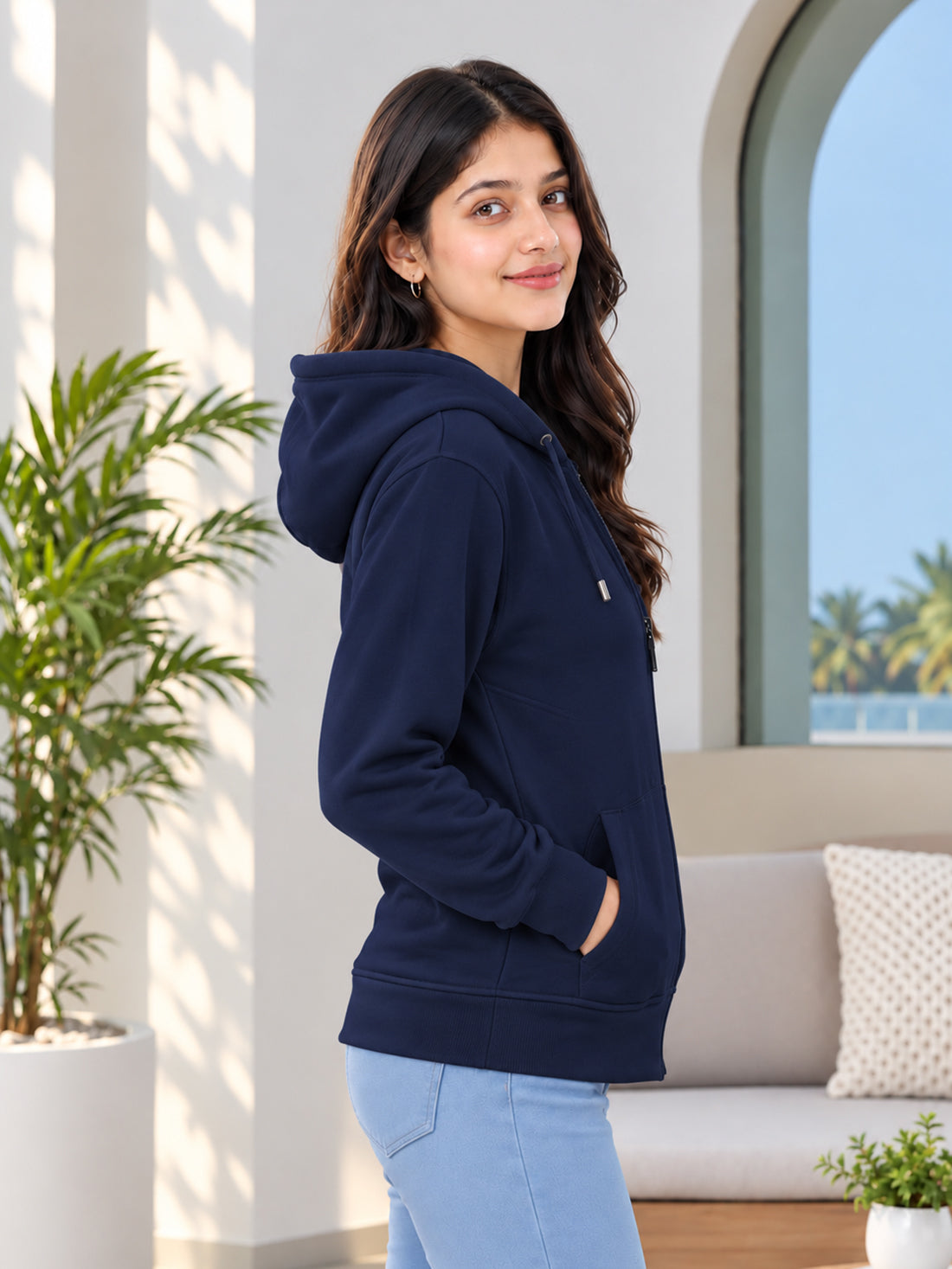 Dpassion Women’s Premium 320 GSM Cotton Fleece Full-Zip Hooded Sweatshirt – Manufacturer, Wholesaler & Exporter