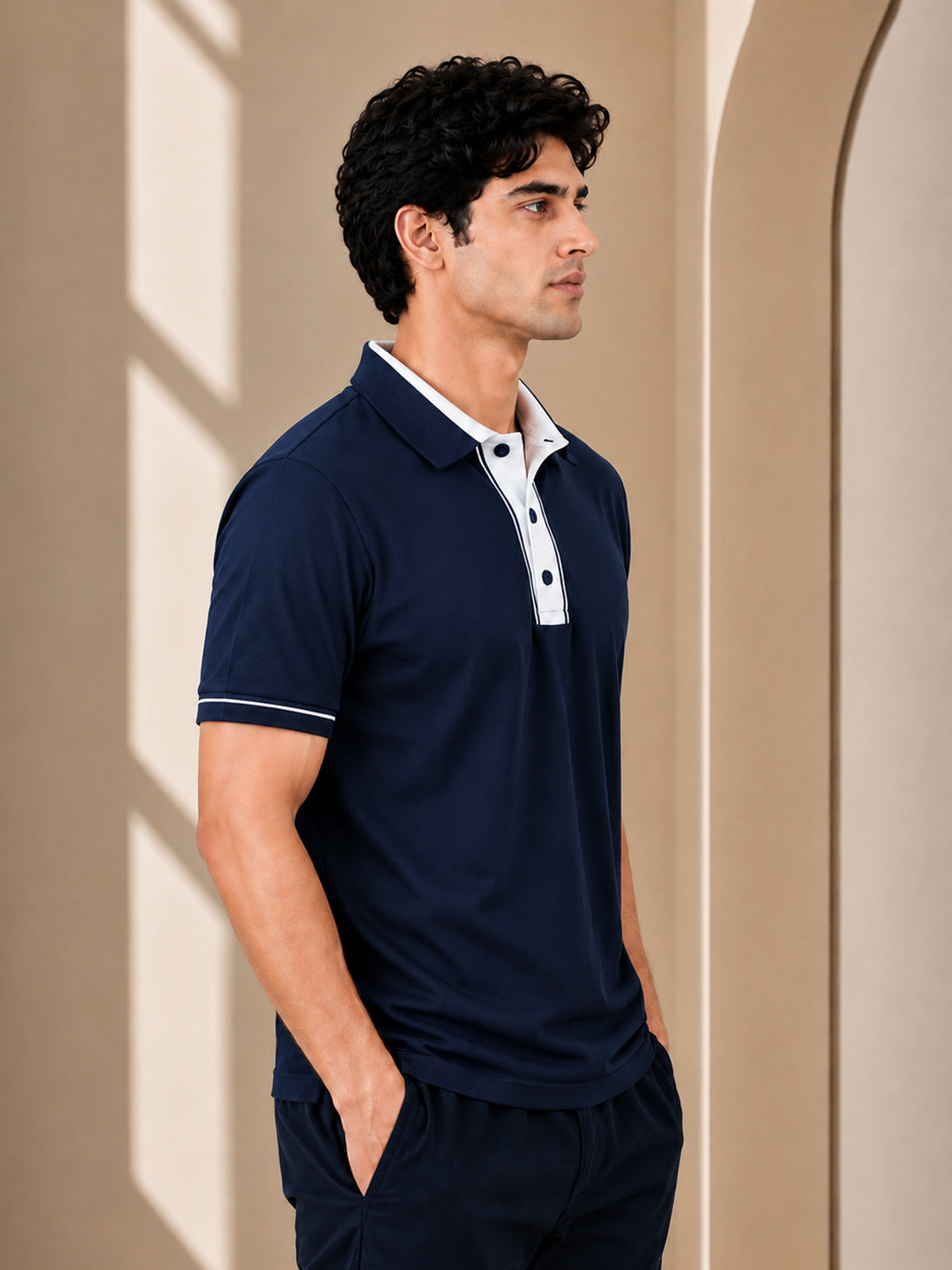Men’s Premium Half-Zip Polo T-Shirt | Contrast Tape & Rib Collar | Wholesale Manufacturer & Supplier