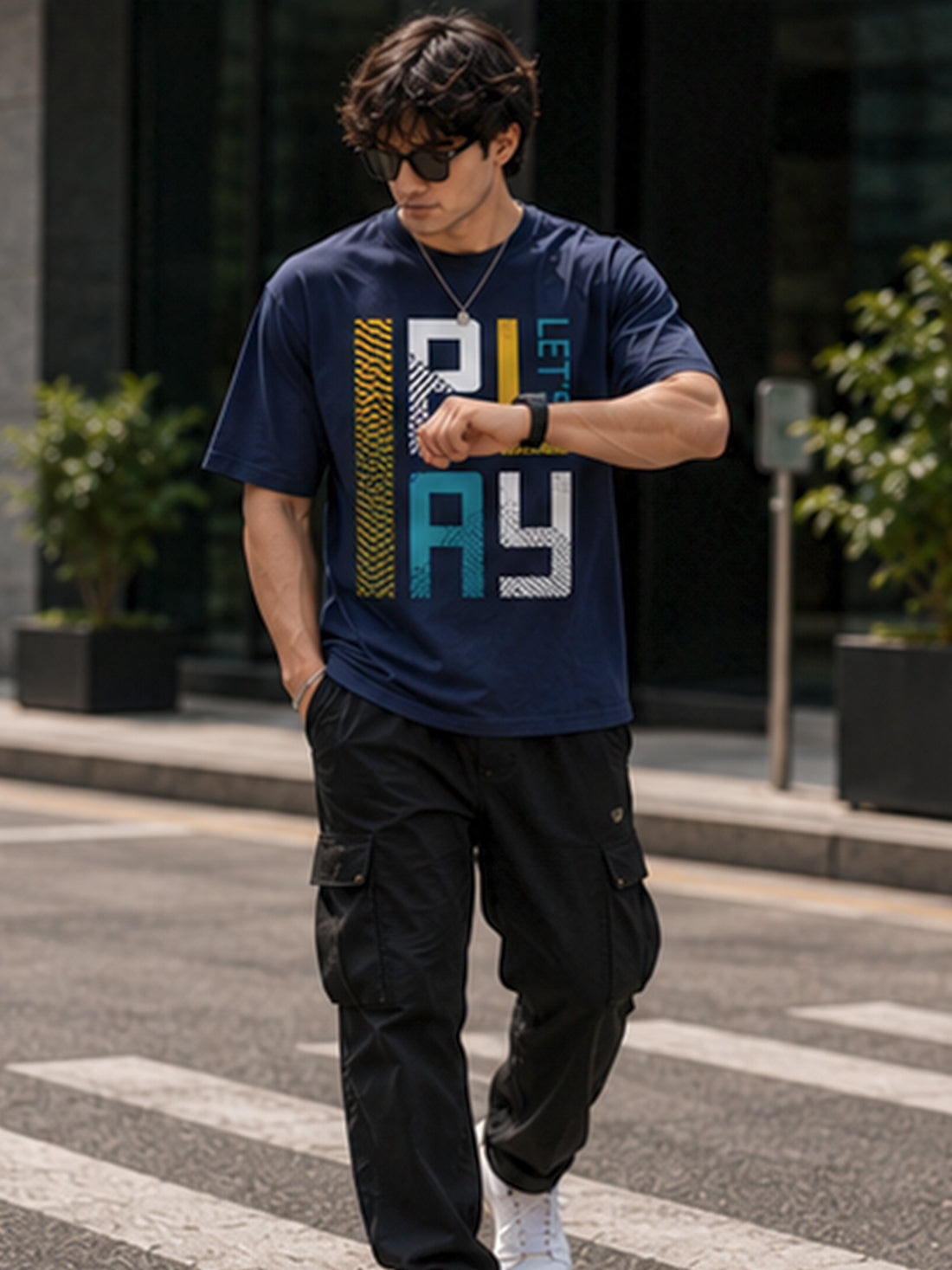 Men's Oversized Drop Shoulder T-Shirt | 100% Cotton Relaxed Fit Round Neck Streetwear Tee