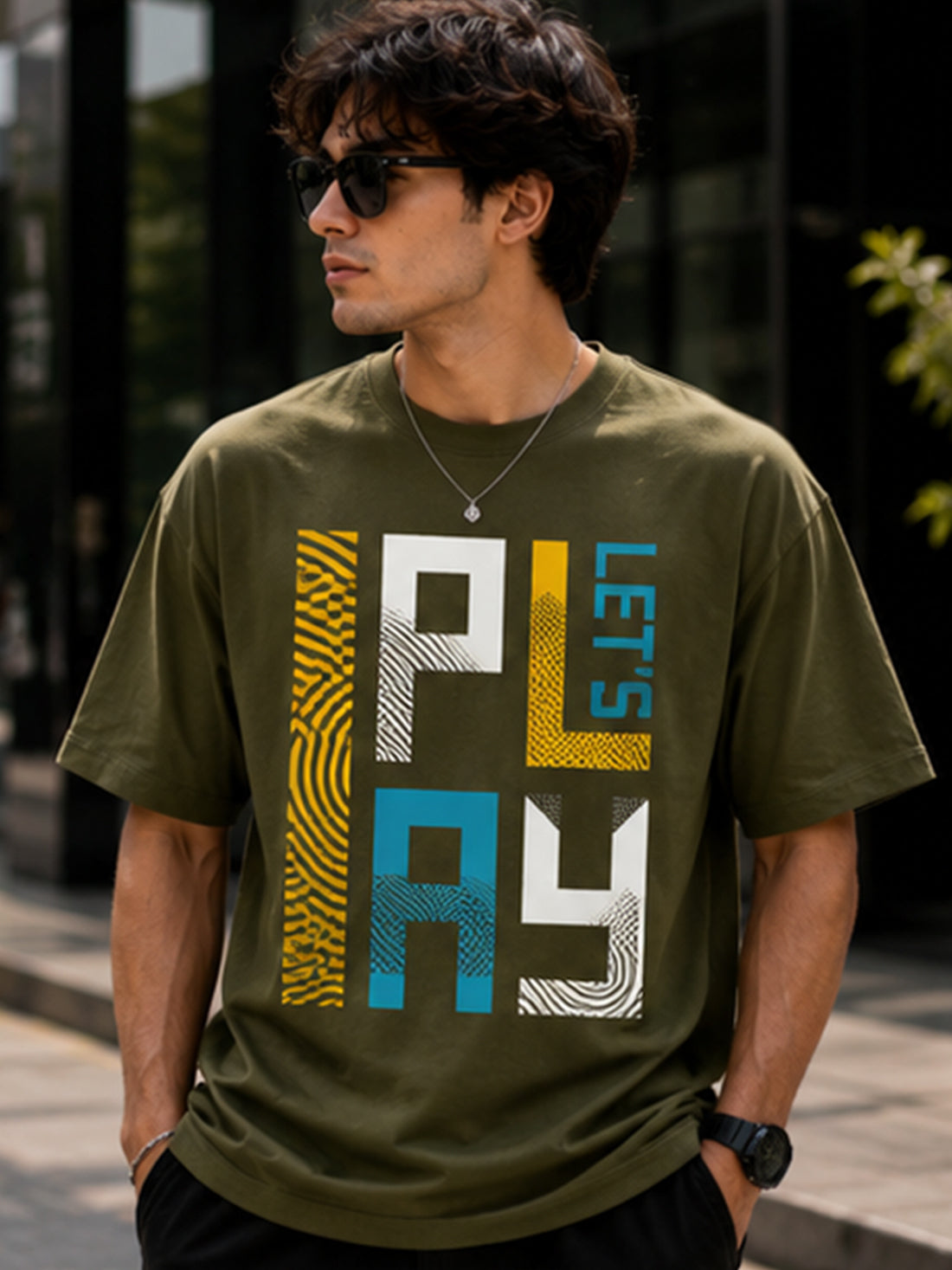 Men's Oversized Drop Shoulder T-Shirt | 100% Cotton Relaxed Fit Round Neck Streetwear Tee