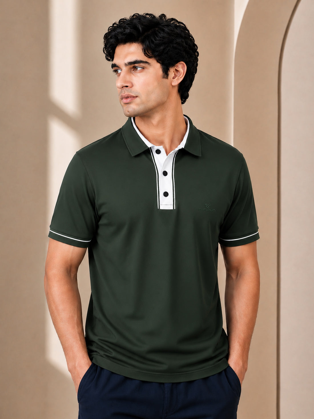 Men’s Premium Half-Zip Polo T-Shirt | Contrast Tape & Rib Collar | Wholesale Manufacturer & Supplier
