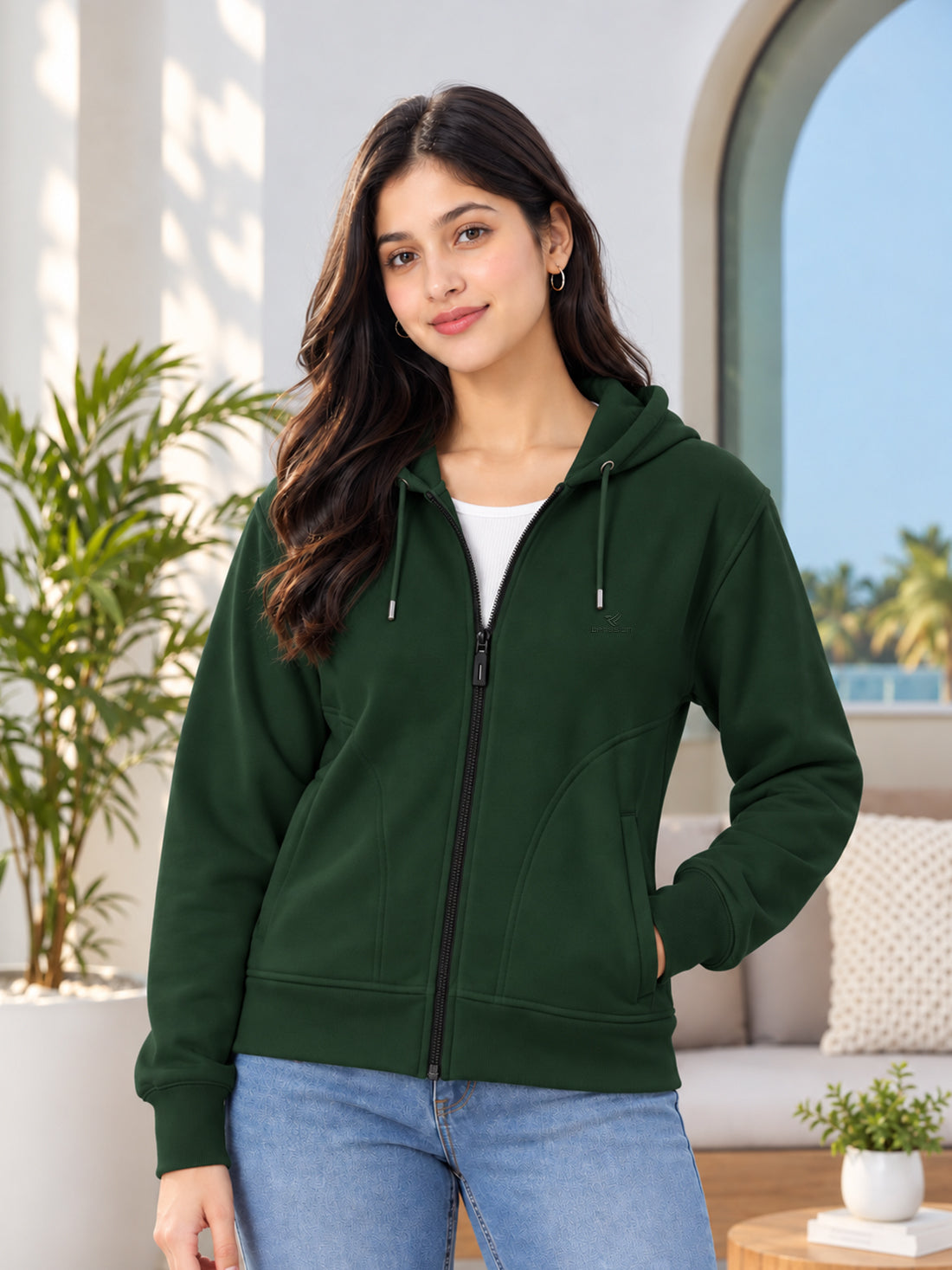 Dpassion Women’s Premium 320 GSM Cotton Fleece Full-Zip Hooded Sweatshirt – Manufacturer, Wholesaler & Exporter