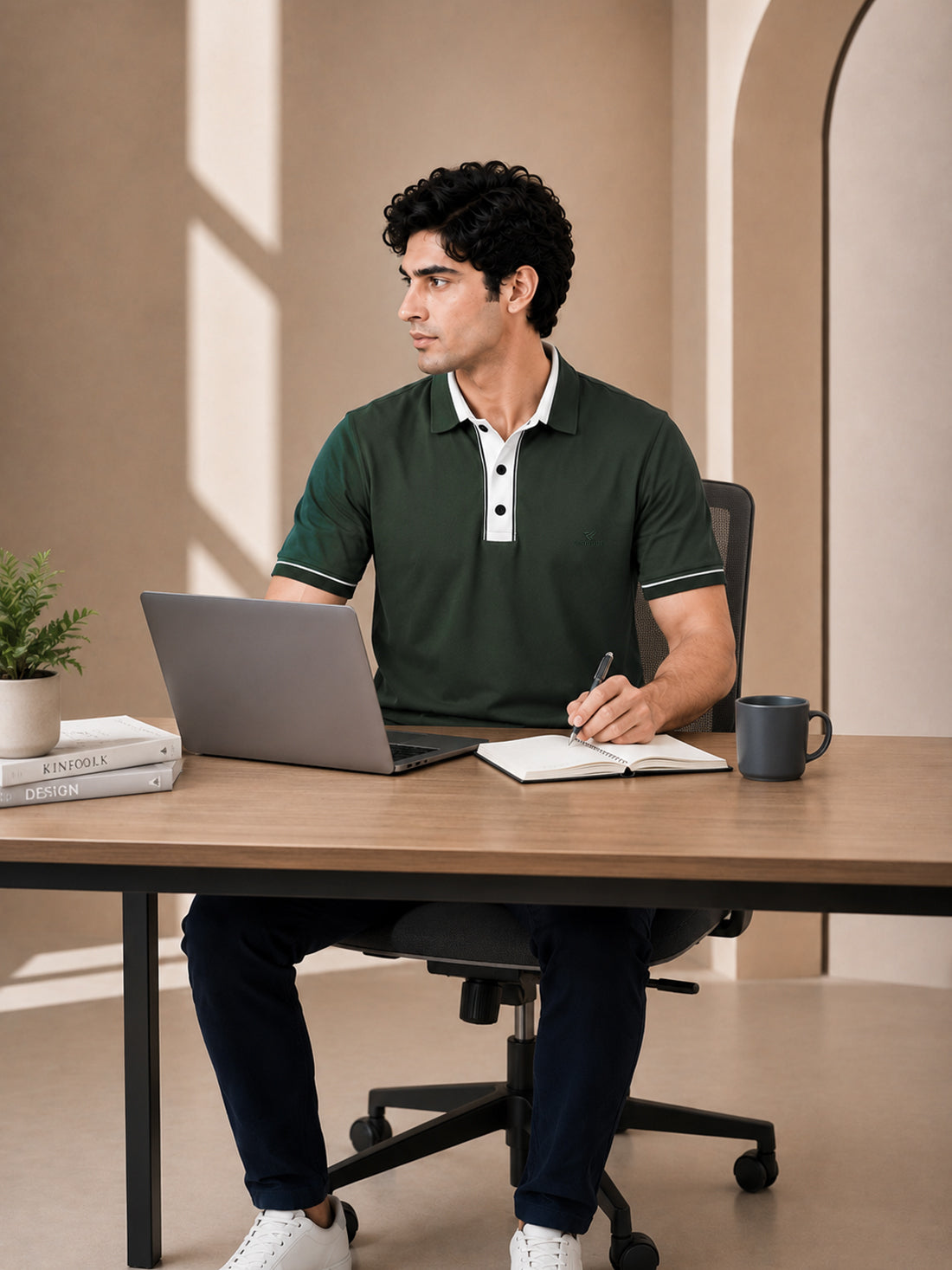 Men’s Premium Half-Zip Polo T-Shirt | Contrast Tape & Rib Collar | Wholesale Manufacturer & Supplier