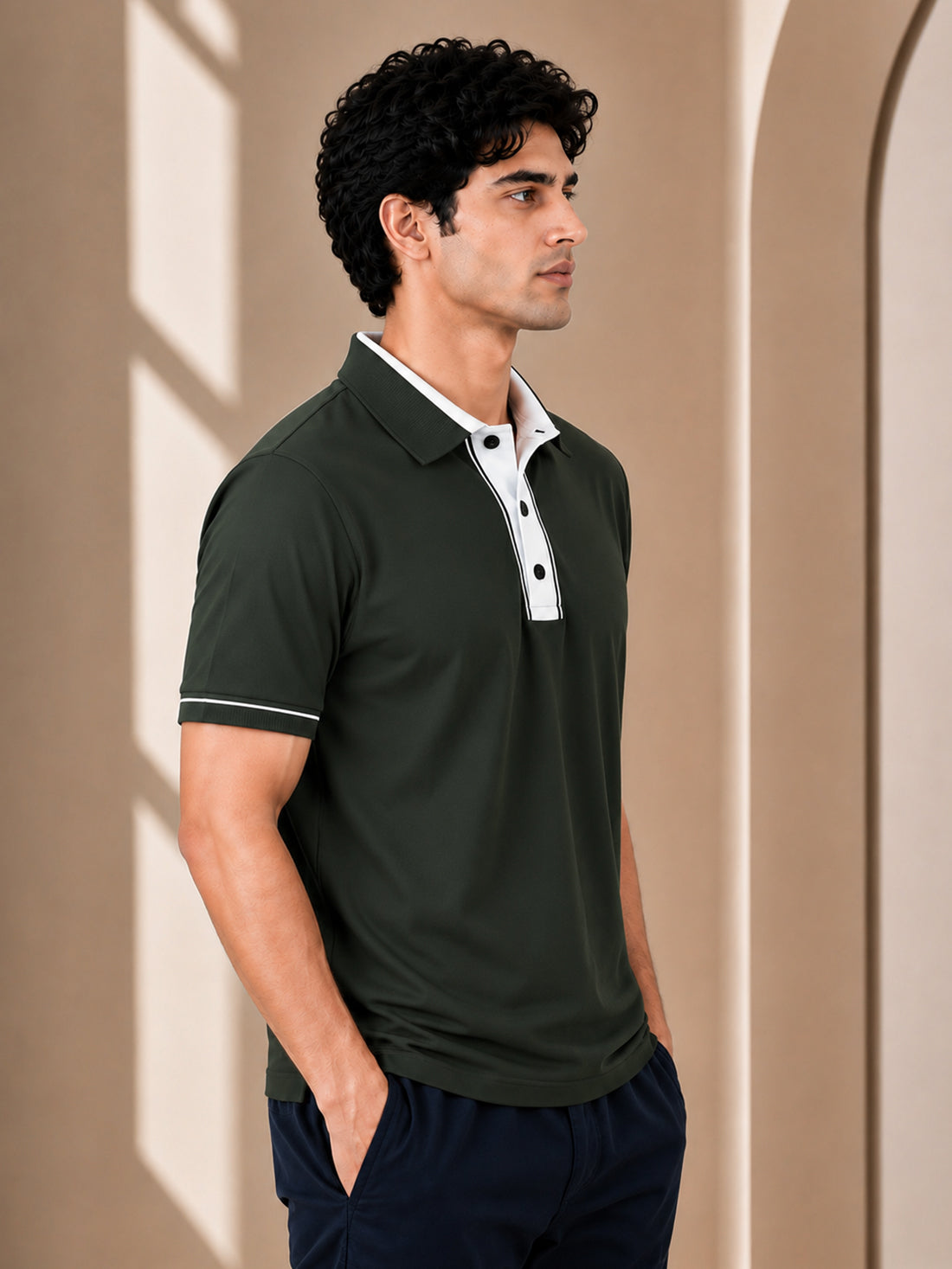 Men’s Premium Half-Zip Polo T-Shirt | Contrast Tape & Rib Collar | Wholesale Manufacturer & Supplier