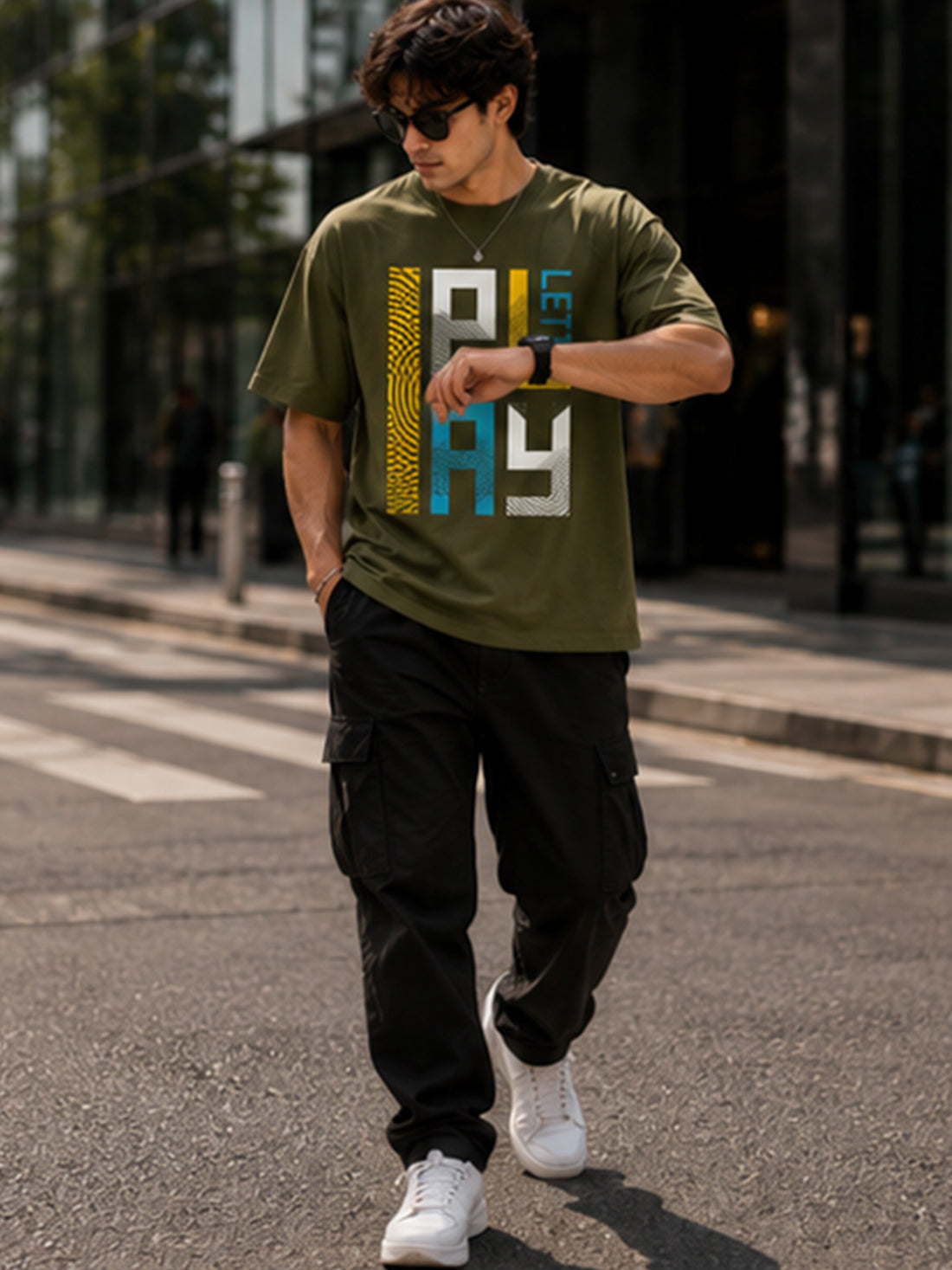 Men's Oversized Drop Shoulder T-Shirt | 100% Cotton Relaxed Fit Round Neck Streetwear Tee
