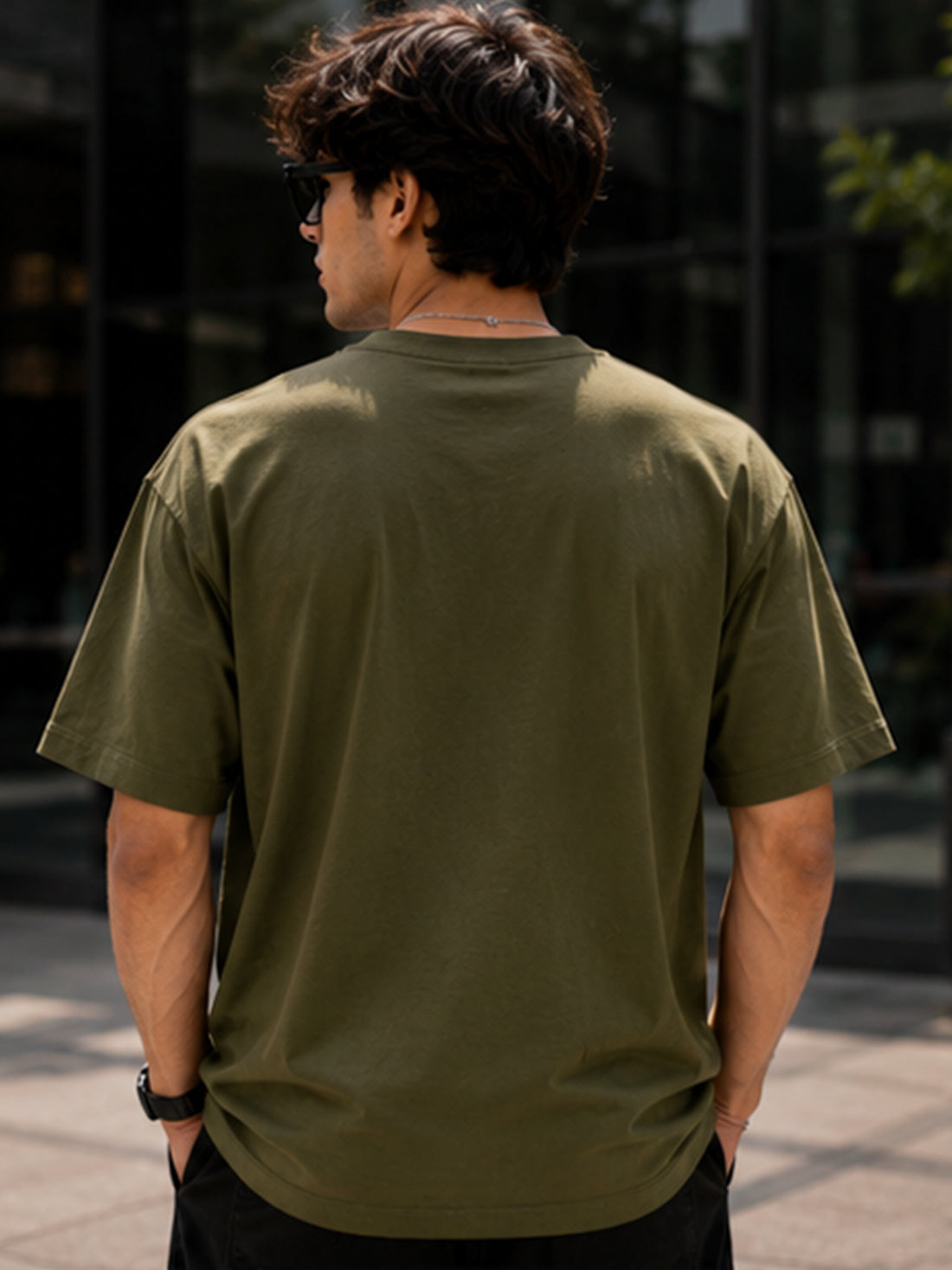 Men's Oversized Drop Shoulder T-Shirt | 100% Cotton Relaxed Fit Round Neck Streetwear Tee