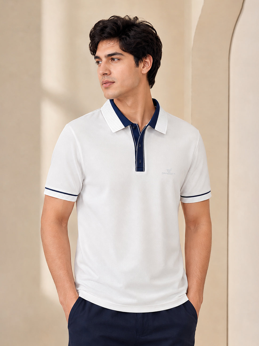 Men’s Premium Half-Zip Polo T-Shirt | Contrast Tape & Rib Collar | Wholesale Manufacturer & Supplier