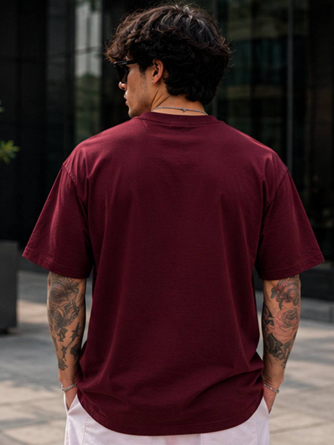 Men's Oversized Drop Shoulder T-Shirt | 100% Cotton Relaxed Fit Round Neck Streetwear Tee