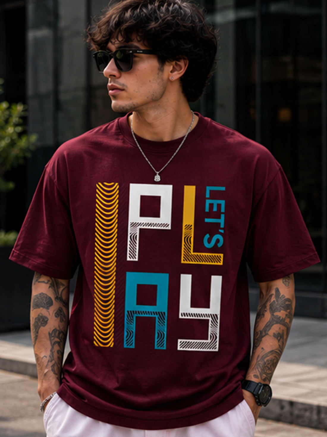 Men's Oversized Drop Shoulder T-Shirt | 100% Cotton Relaxed Fit Round Neck Streetwear Tee