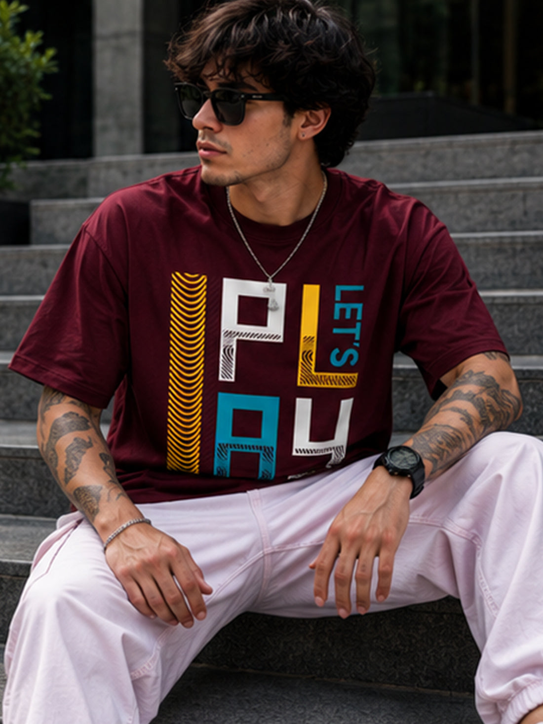 Men's Oversized Drop Shoulder T-Shirt | 100% Cotton Relaxed Fit Round Neck Streetwear Tee