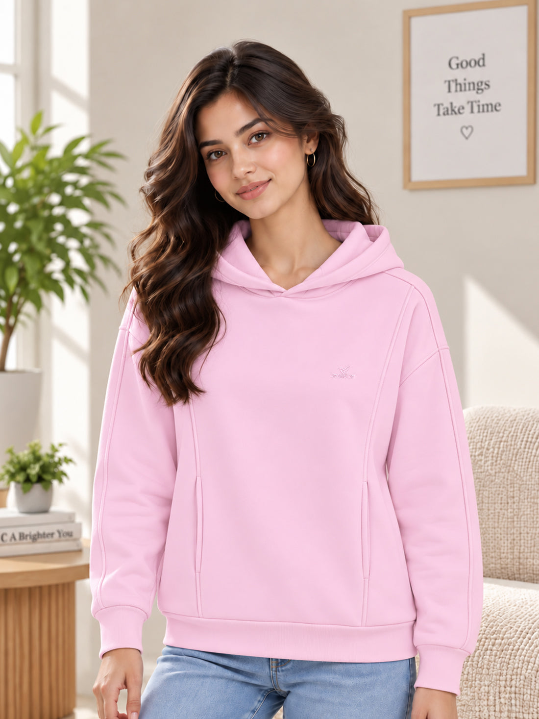 Women’s Premium 320 GSM Cotton Fleece Hooded Sweatshirt – Manufacturer, Wholesaler & Exporter