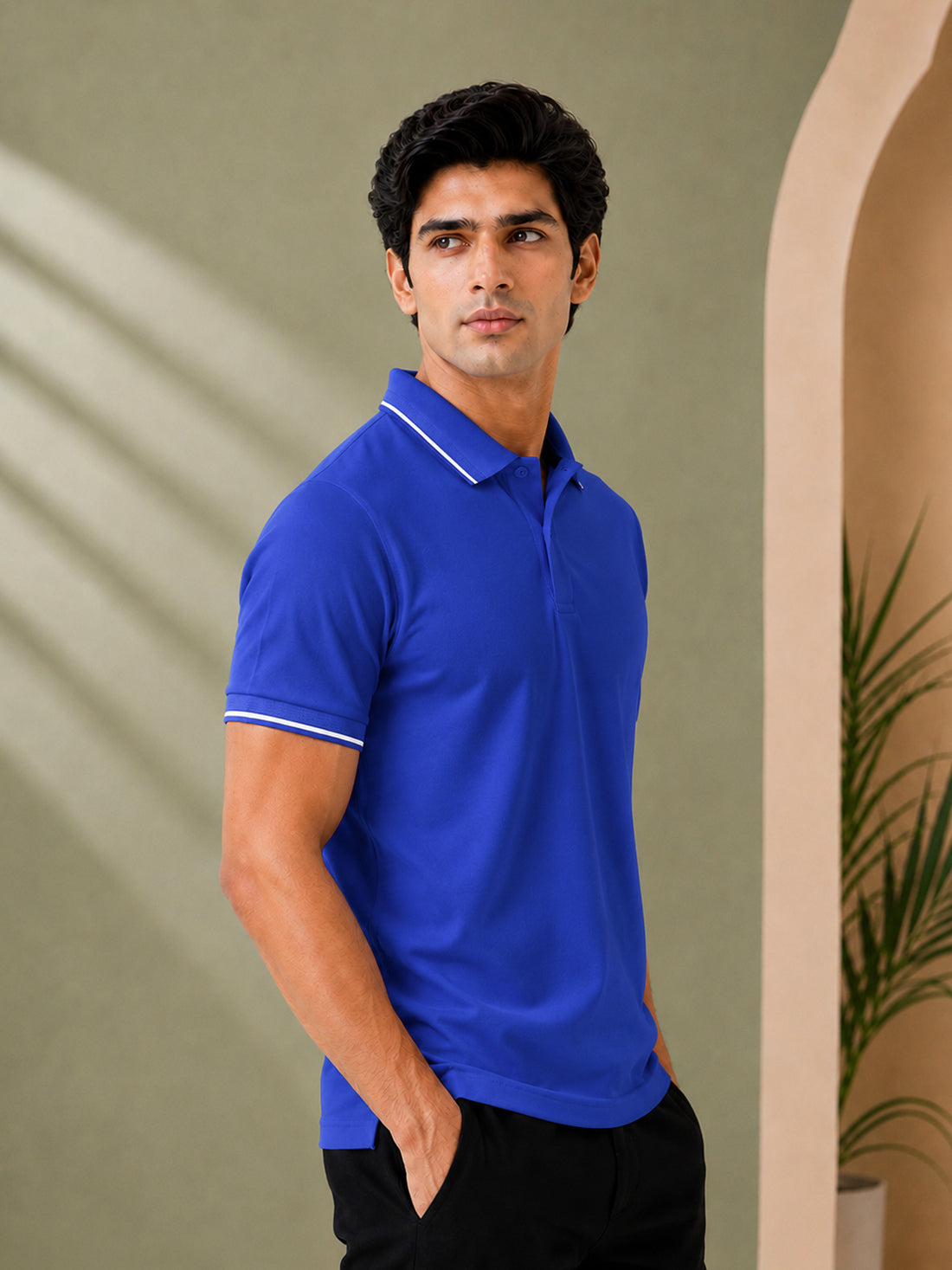 Men’s Premium Half-Zip Polo T-Shirt | Contrast Tape & Rib Collar | Wholesale Manufacturer & Supplier