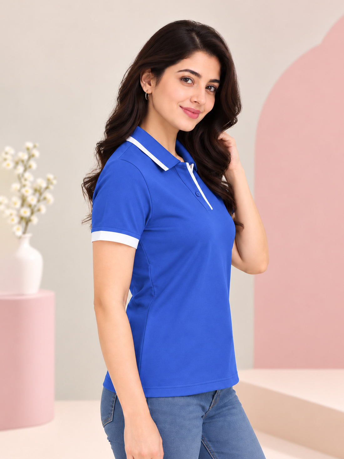 Women’s Premium Polo T-Shirt | Contrast Collar & Cuffs | Wholesale Manufacturer & Supplier