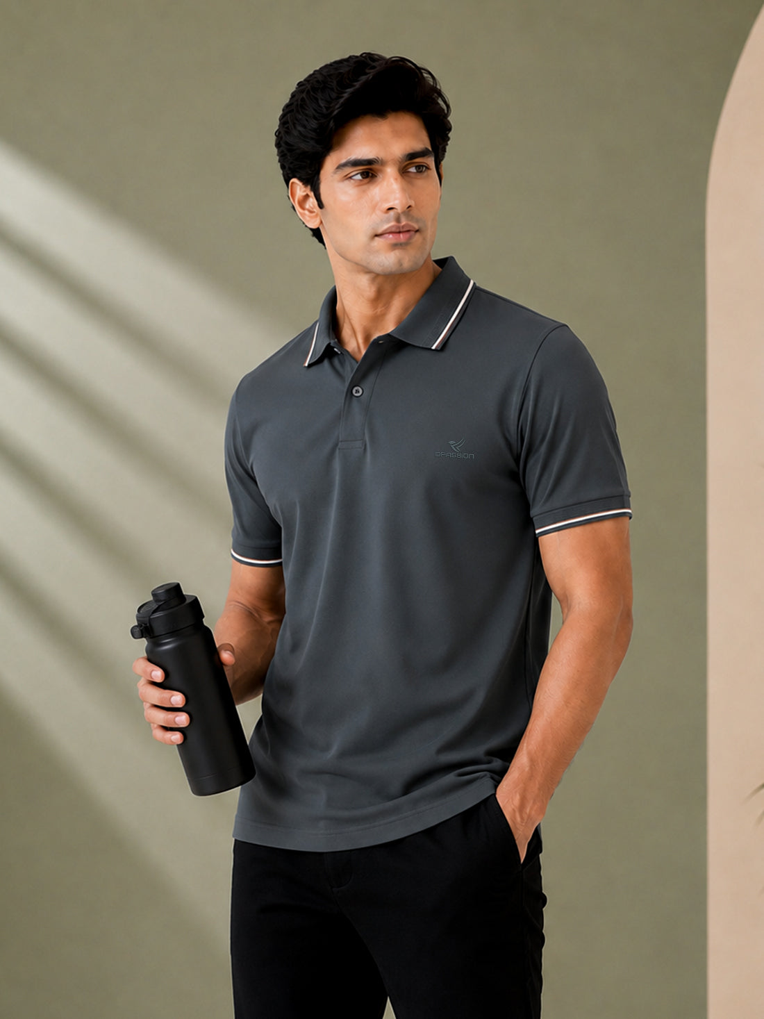 Men’s Premium Half-Zip Polo T-Shirt | Contrast Tape & Rib Collar | Wholesale Manufacturer & Supplier