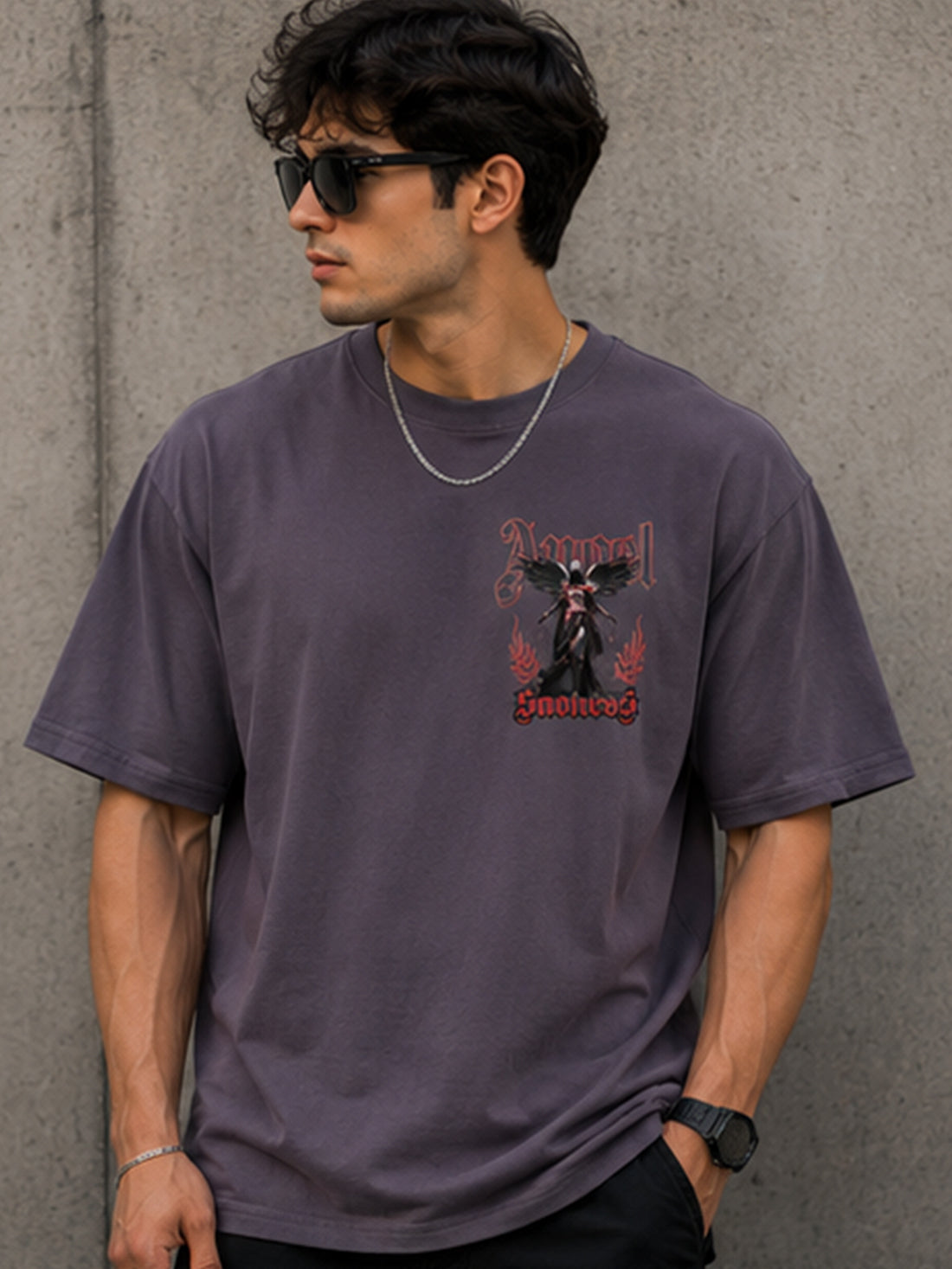 Men's Oversized Drop Shoulder T-Shirt | 100% Cotton Relaxed Fit Round Neck Streetwear Tee