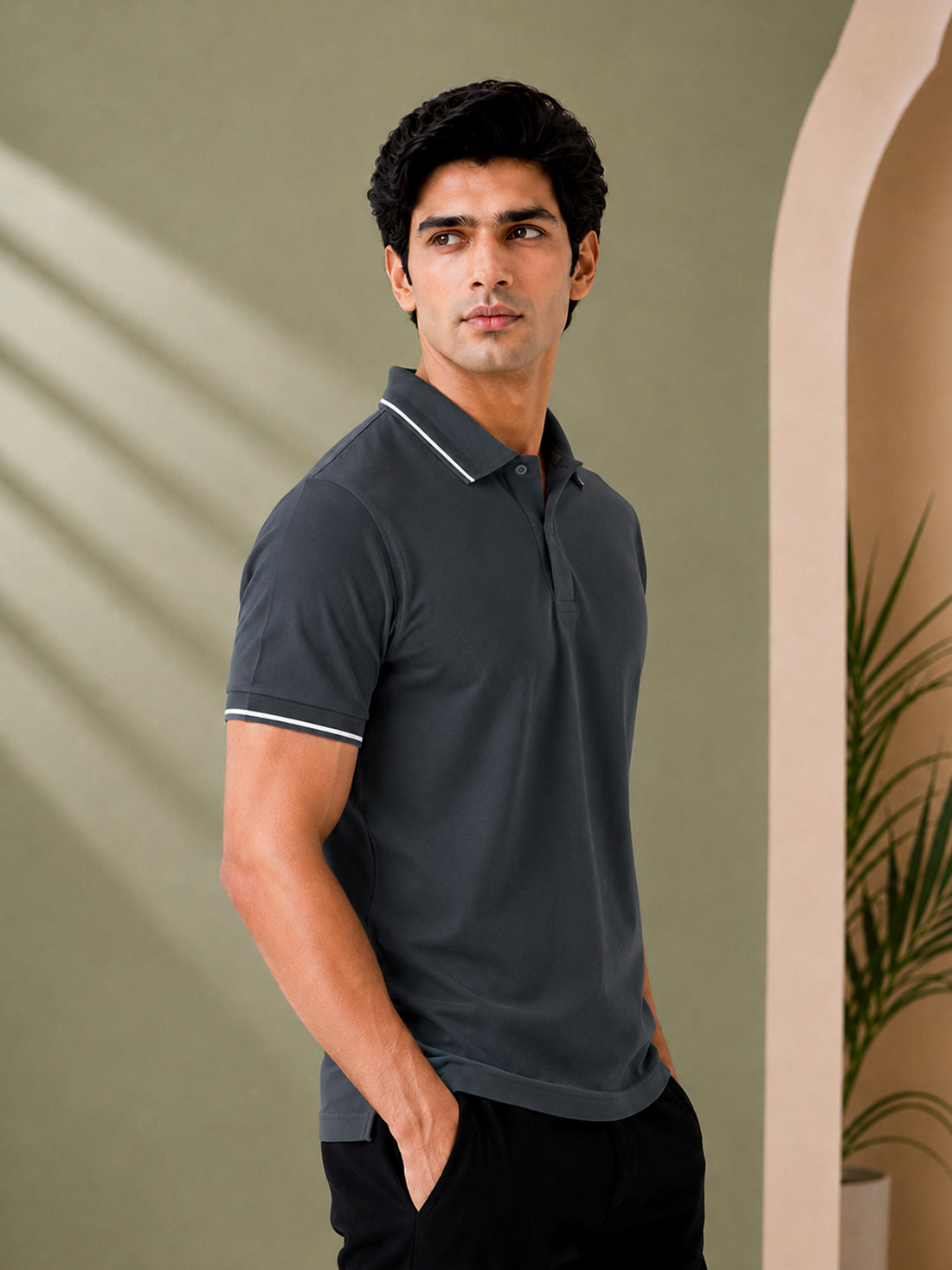 Men’s Premium Half-Zip Polo T-Shirt | Contrast Tape & Rib Collar | Wholesale Manufacturer & Supplier