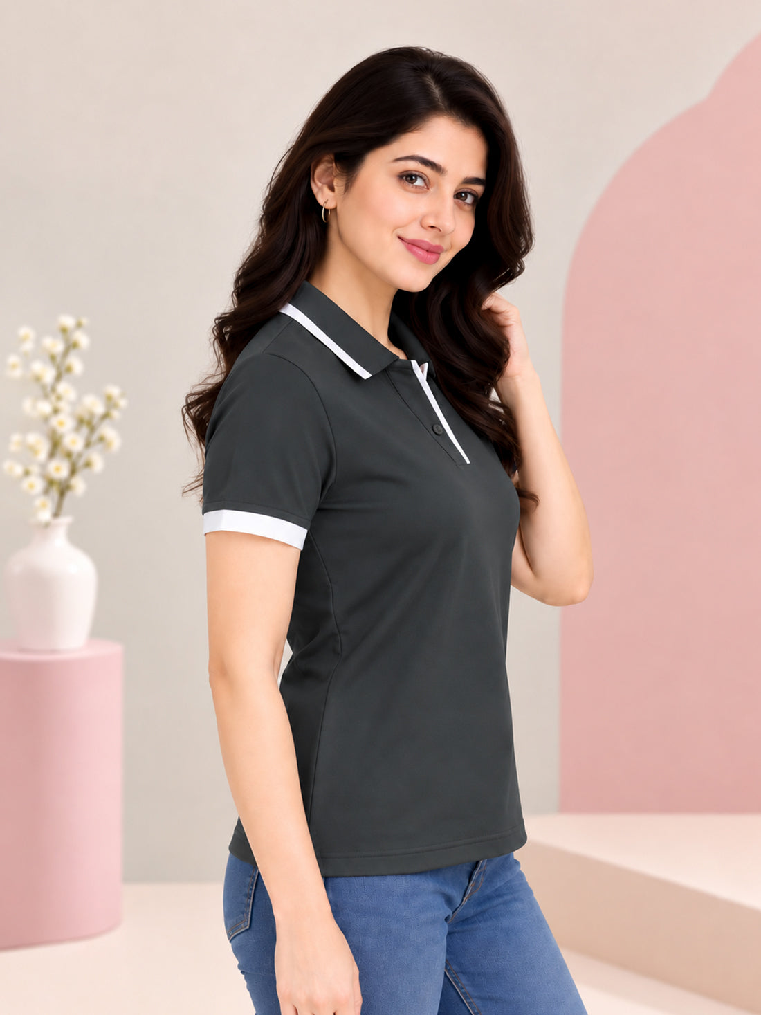 Women’s Premium Polo T-Shirt | Contrast Collar & Cuffs | Wholesale Manufacturer & Supplier