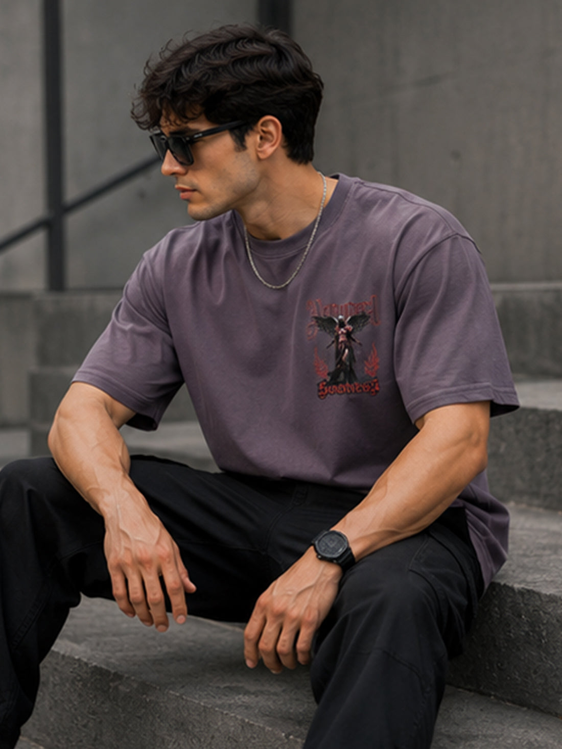 Men's Oversized Drop Shoulder T-Shirt | 100% Cotton Relaxed Fit Round Neck Streetwear Tee