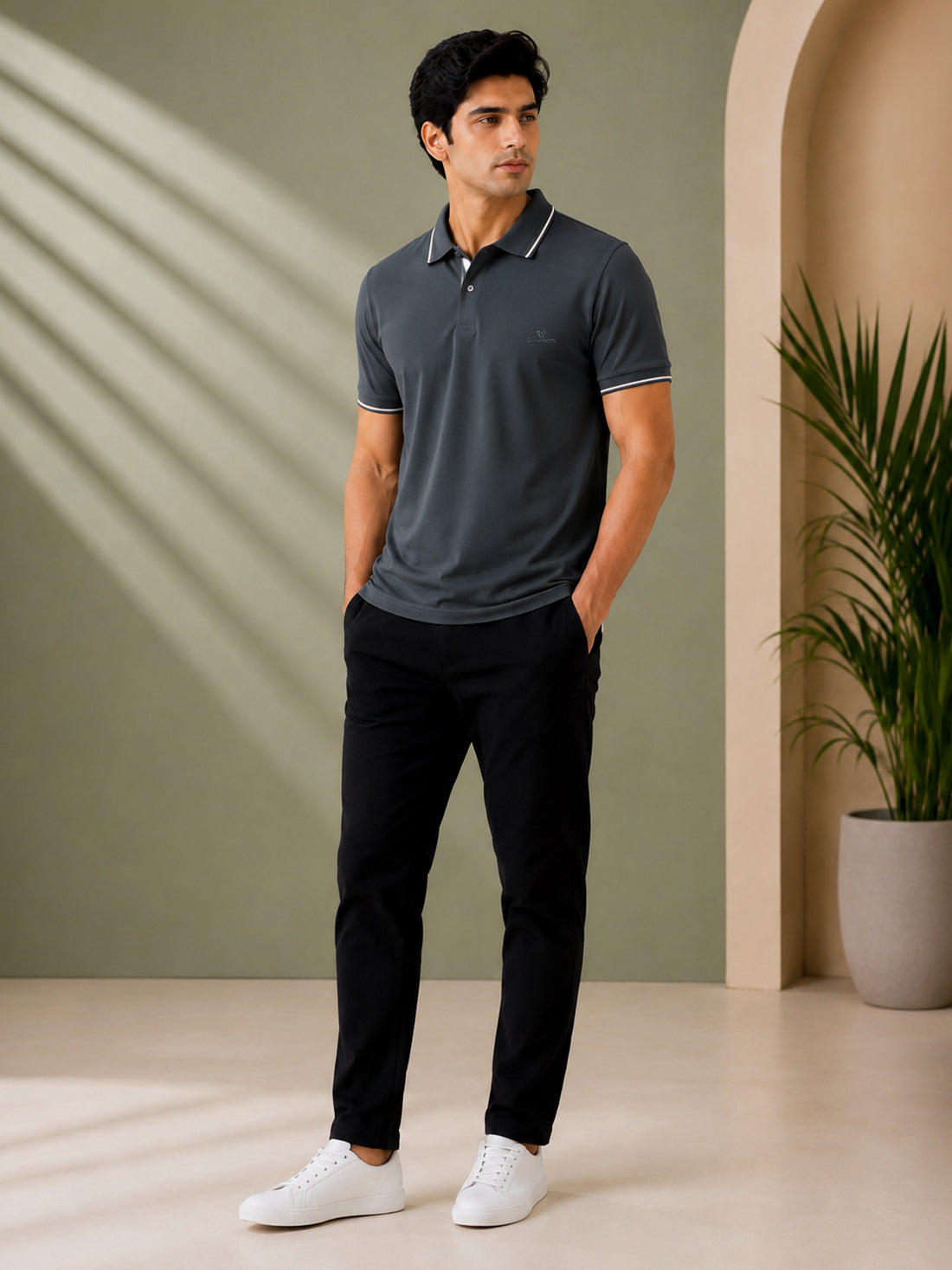 Men’s Premium Half-Zip Polo T-Shirt | Contrast Tape & Rib Collar | Wholesale Manufacturer & Supplier