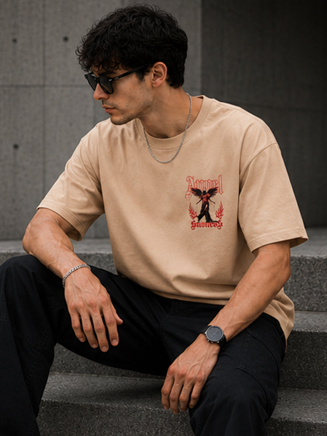 Men's Oversized Drop Shoulder T-Shirt | 100% Cotton Relaxed Fit Round Neck Streetwear Tee