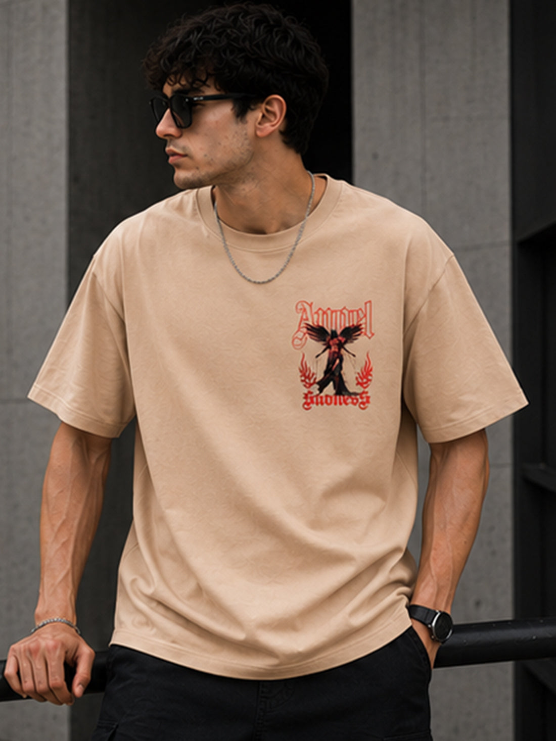 Men's Oversized Drop Shoulder T-Shirt | 100% Cotton Relaxed Fit Round Neck Streetwear Tee