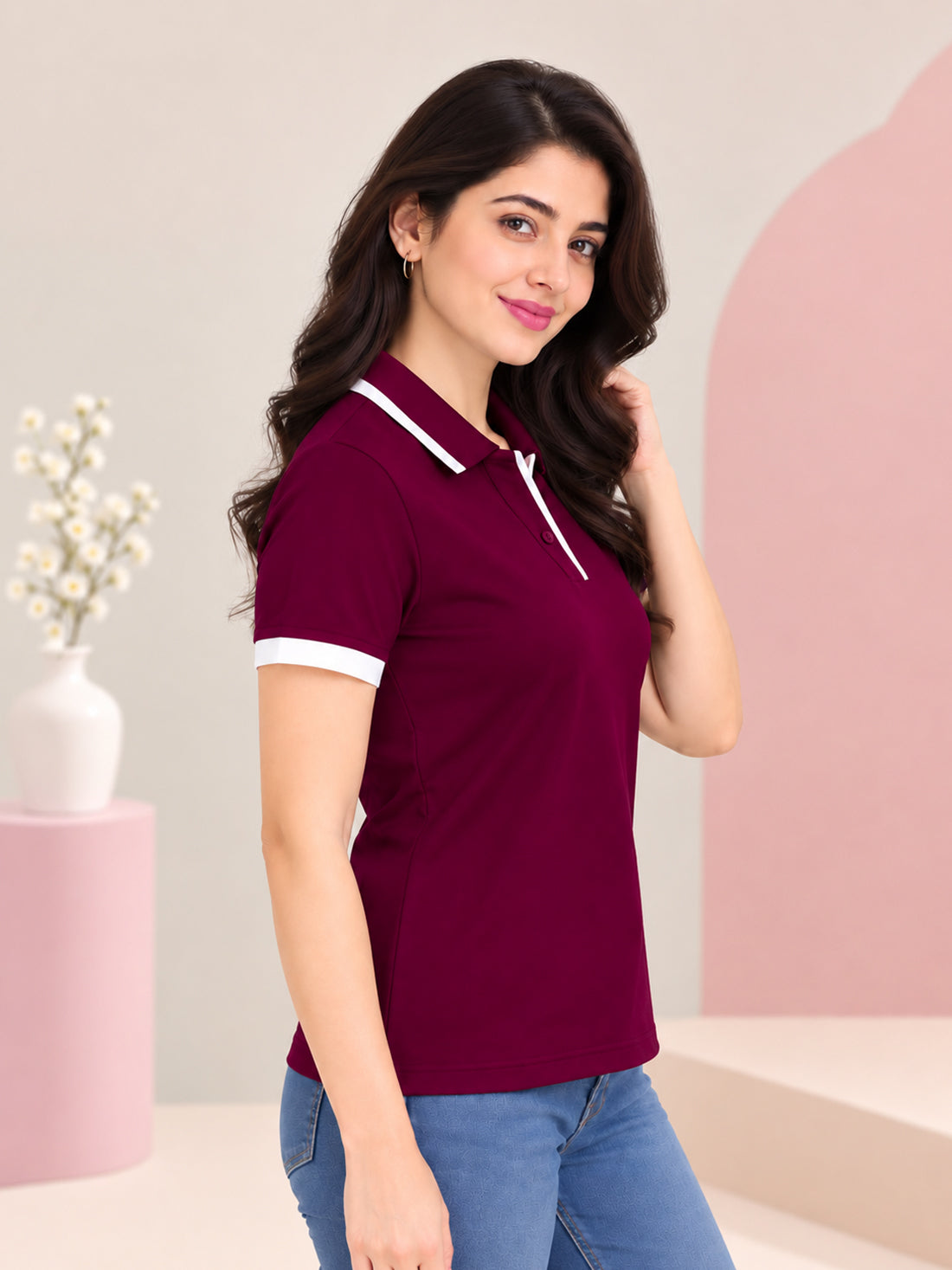Women’s Premium Polo T-Shirt | Contrast Collar & Cuffs | Wholesale Manufacturer & Supplier