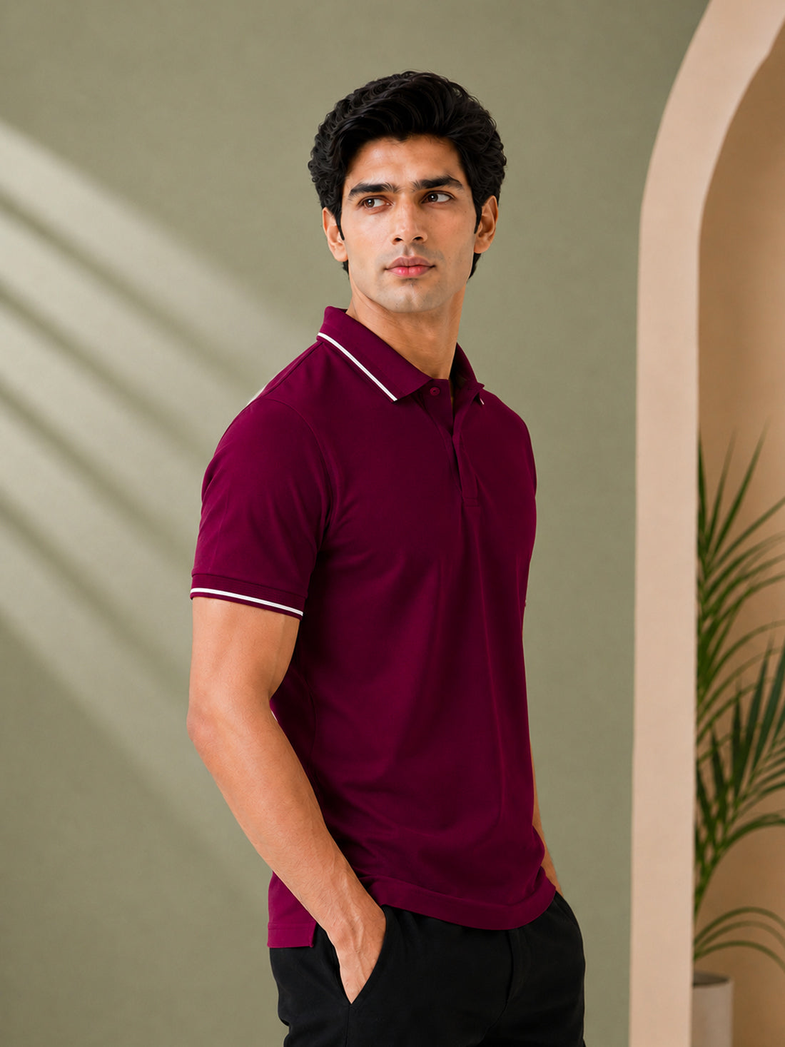 Men’s Premium Half-Zip Polo T-Shirt | Contrast Tape & Rib Collar | Wholesale Manufacturer & Supplier