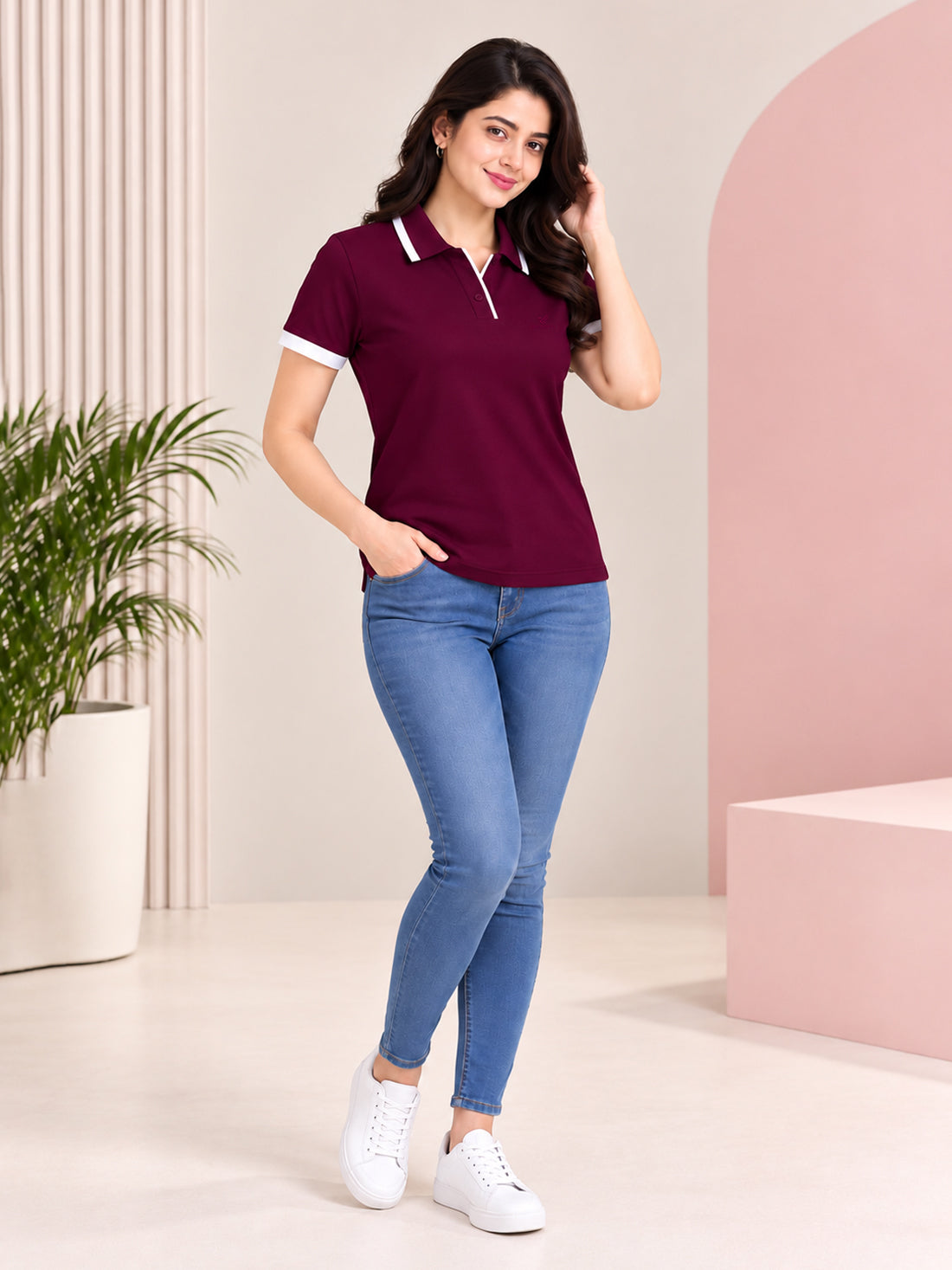Women’s Premium Polo T-Shirt | Contrast Collar & Cuffs | Wholesale Manufacturer & Supplier