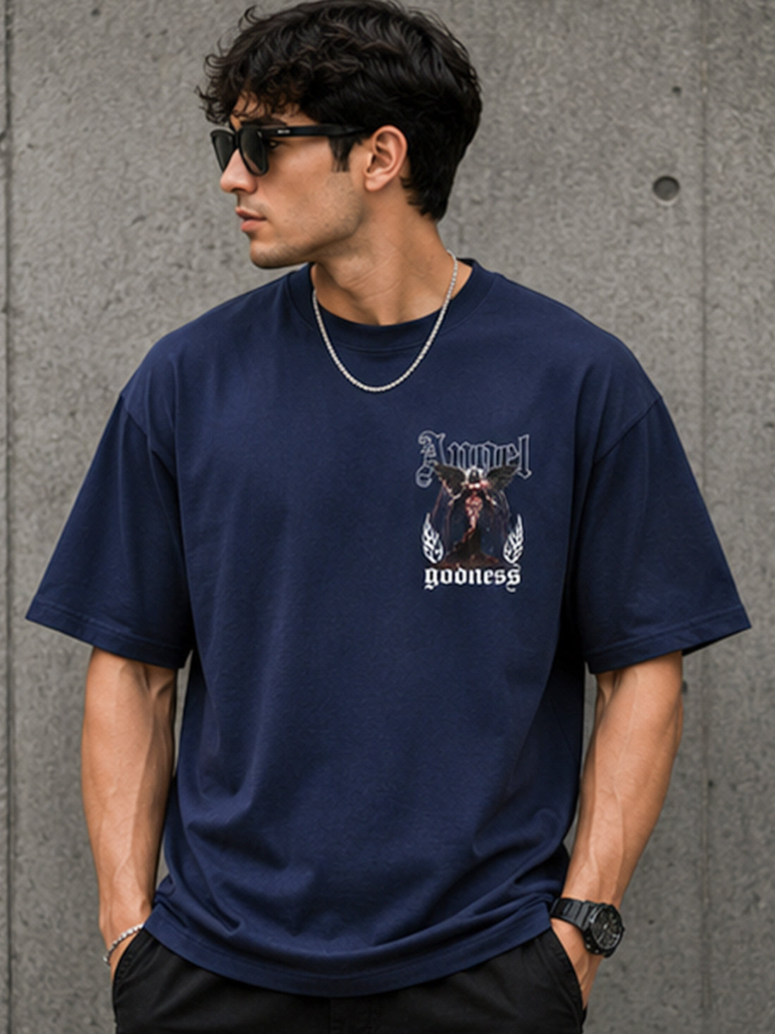 Men's Oversized Drop Shoulder T-Shirt | 100% Cotton Relaxed Fit Round Neck Streetwear Tee