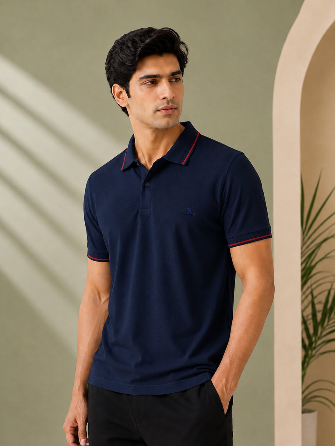 Men’s Premium Half-Zip Polo T-Shirt | Contrast Tape & Rib Collar | Wholesale Manufacturer & Supplier