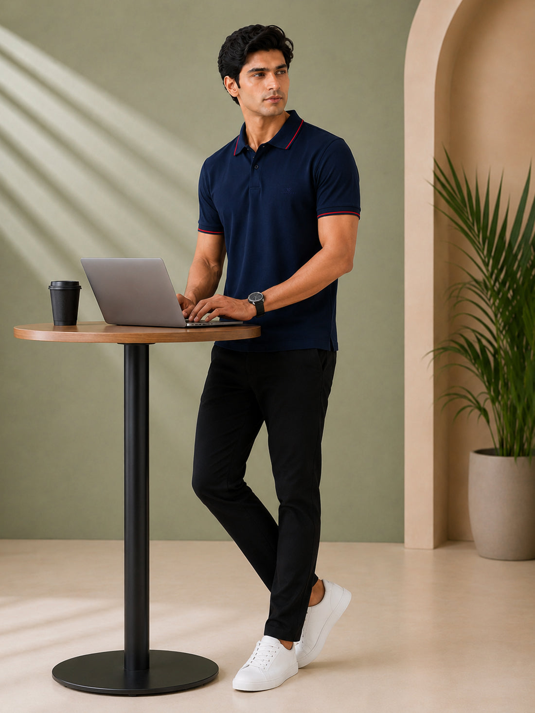Men’s Premium Half-Zip Polo T-Shirt | Contrast Tape & Rib Collar | Wholesale Manufacturer & Supplier