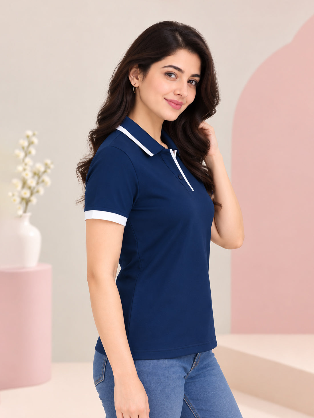 Women’s Premium Polo T-Shirt | Contrast Collar & Cuffs | Wholesale Manufacturer & Supplier