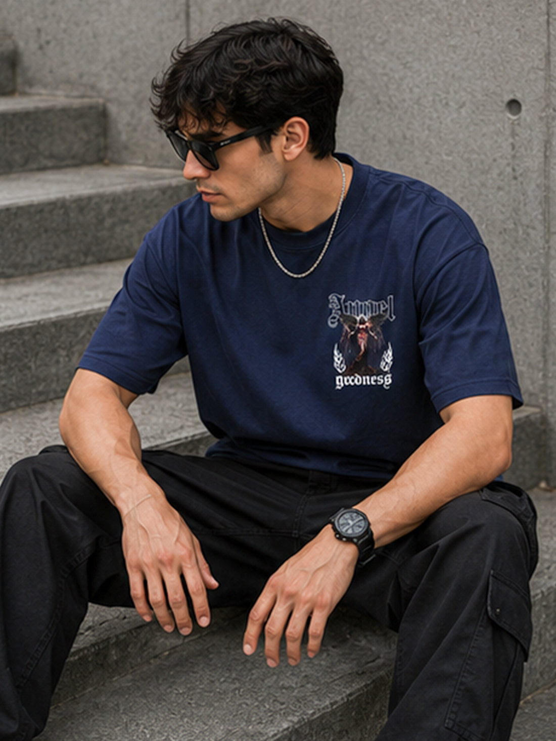 Men's Oversized Drop Shoulder T-Shirt | 100% Cotton Relaxed Fit Round Neck Streetwear Tee