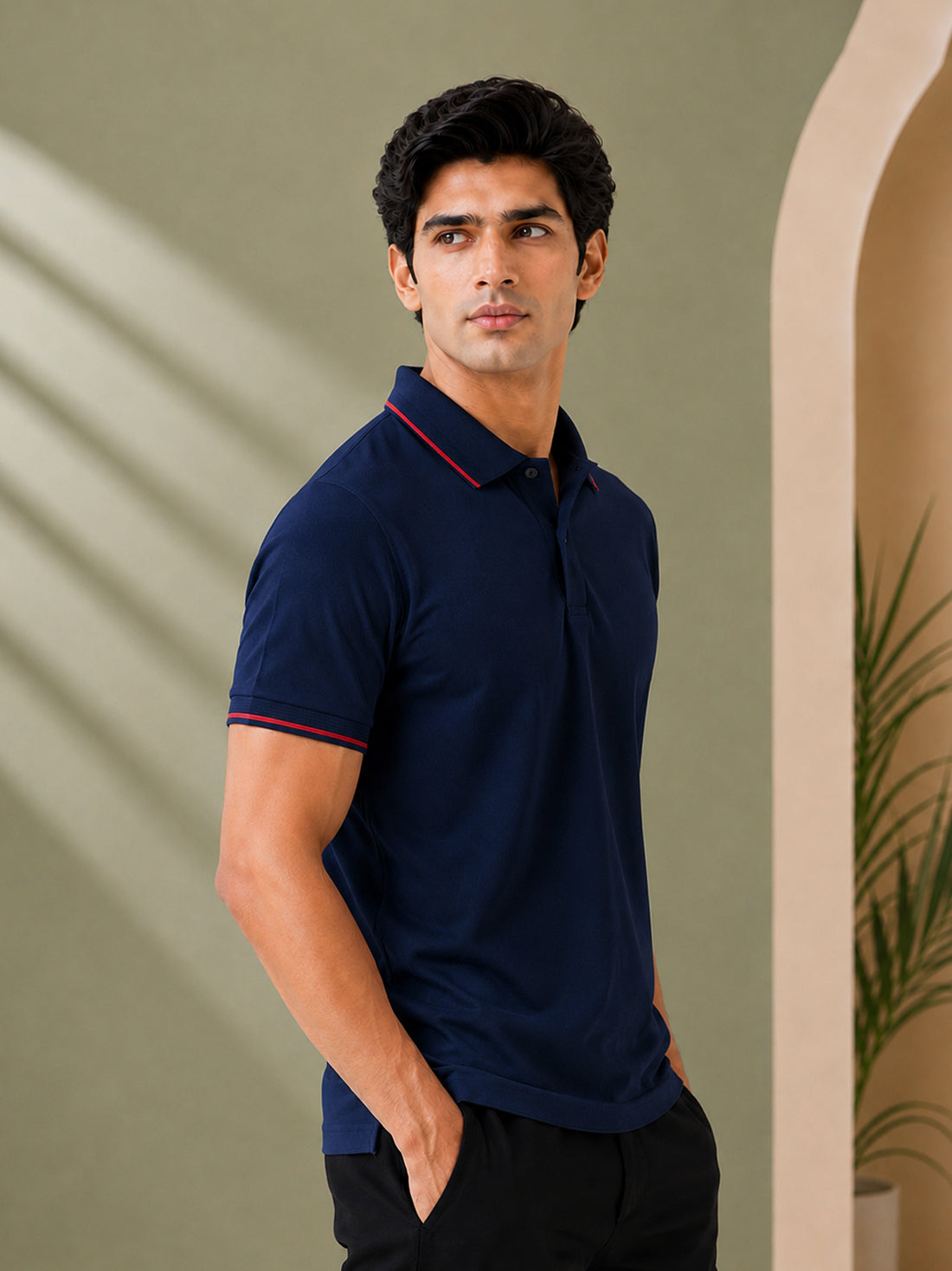 Men’s Premium Half-Zip Polo T-Shirt | Contrast Tape & Rib Collar | Wholesale Manufacturer & Supplier