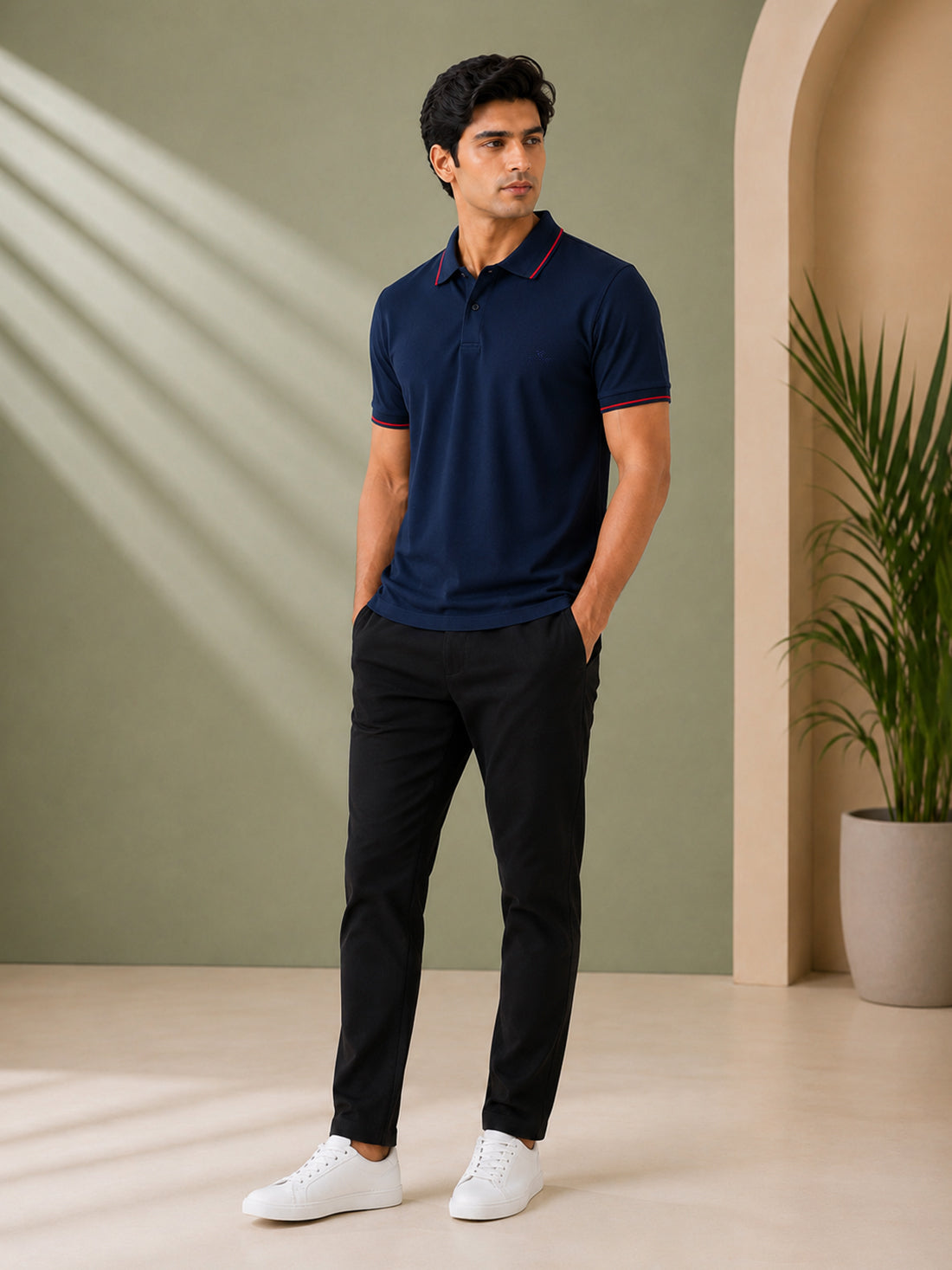 Men’s Premium Half-Zip Polo T-Shirt | Contrast Tape & Rib Collar | Wholesale Manufacturer & Supplier