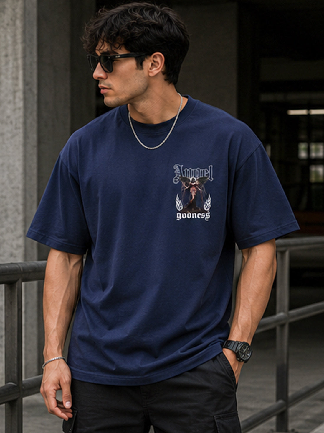 Men's Oversized Drop Shoulder T-Shirt | 100% Cotton Relaxed Fit Round Neck Streetwear Tee
