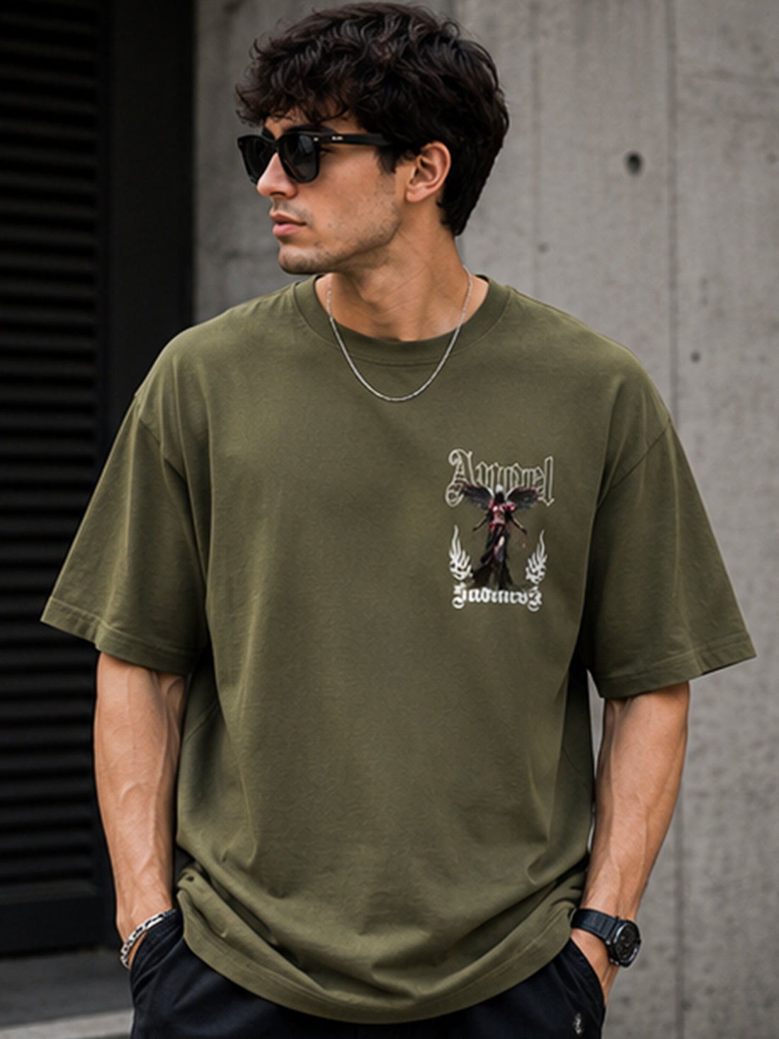Men's Oversized Drop Shoulder T-Shirt | 100% Cotton Relaxed Fit Round Neck Streetwear Tee