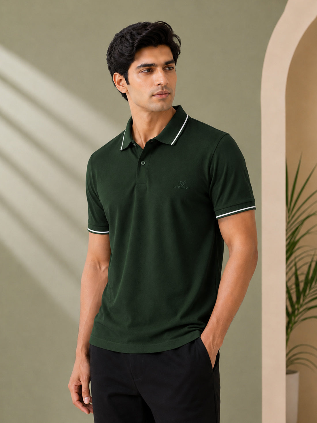 Men’s Premium Half-Zip Polo T-Shirt | Contrast Tape & Rib Collar | Wholesale Manufacturer & Supplier