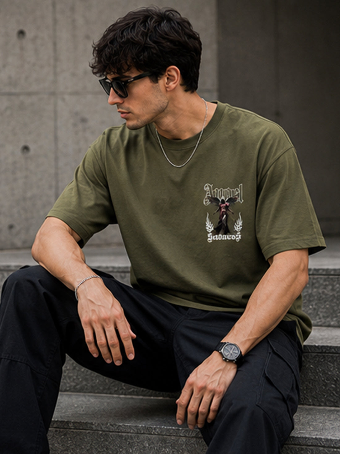 Men's Oversized Drop Shoulder T-Shirt | 100% Cotton Relaxed Fit Round Neck Streetwear Tee